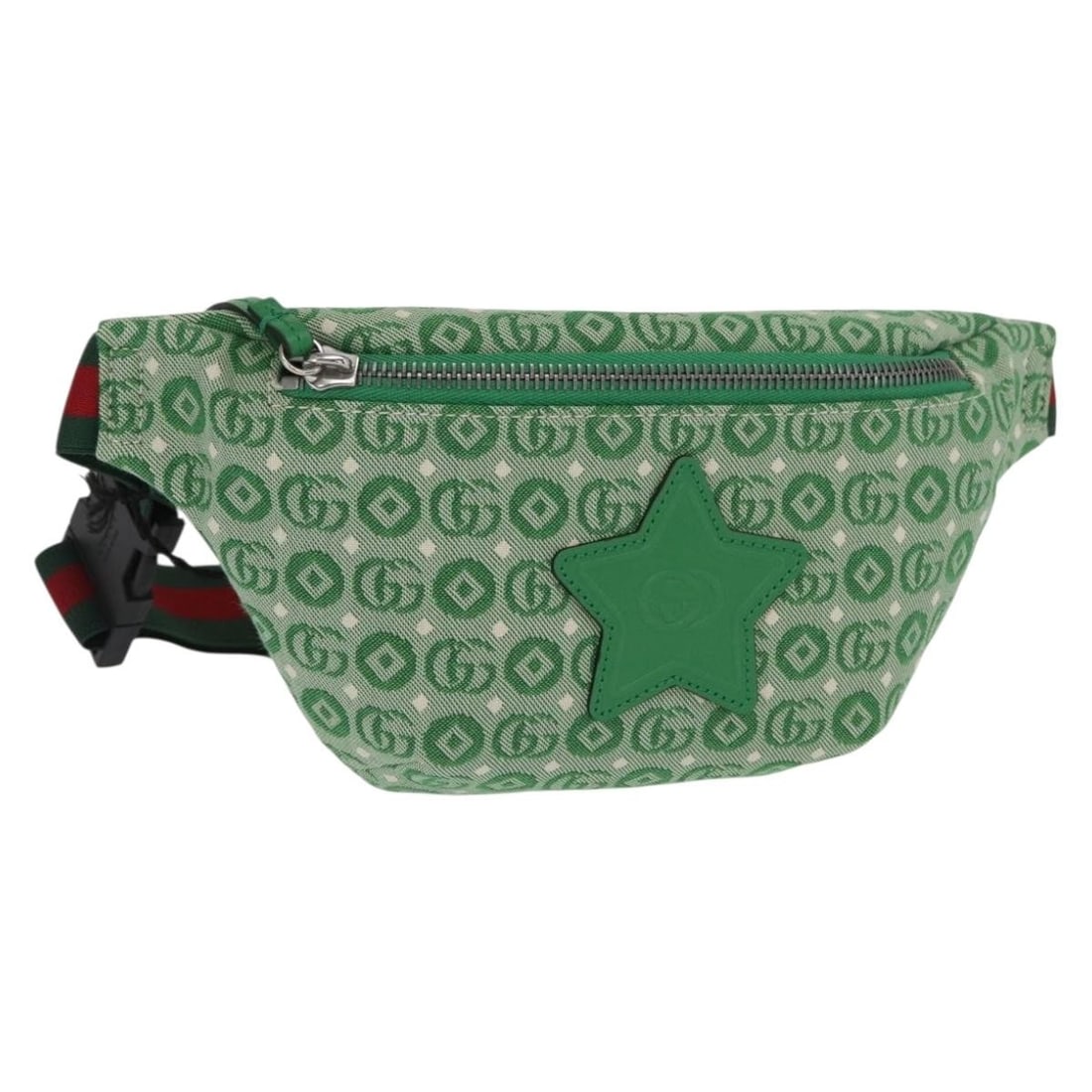 GUCCI 502095 Children's Web canvas waist bag green red: GUCCI 502095 Children's Web canvas waist bag green red Gucci Children's Web Sherry Line waist bag in green and red canvas. Made in Italy, this waist bag includes a dust bag and is presented in pristin