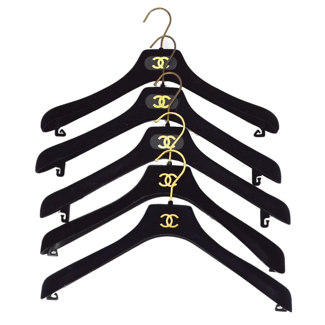 Set of 5 Chanel traditional velvet hangers black (1 of 5)