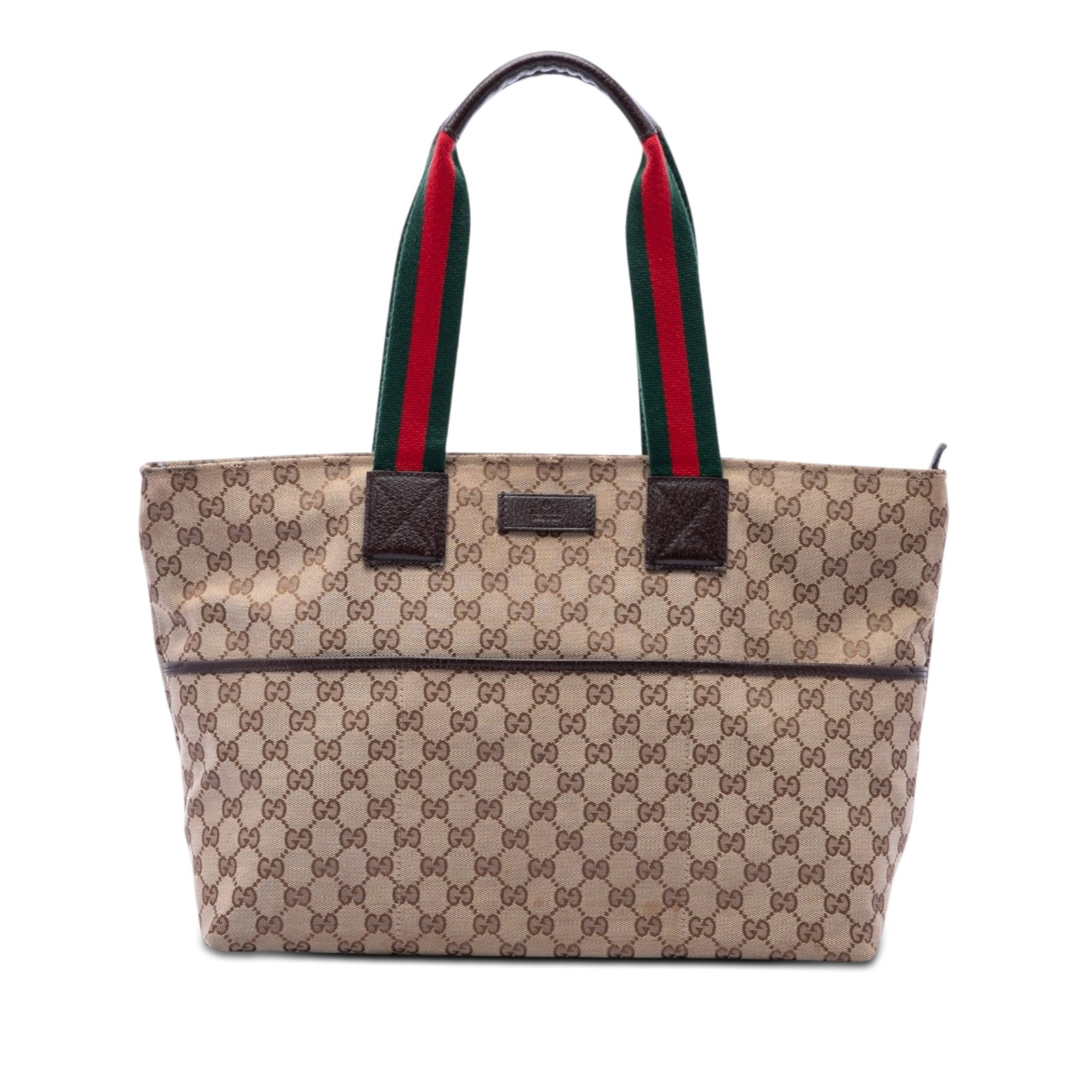 Gucci GG Canvas Tote with Web Straps and Leather Trim (1 of 6)