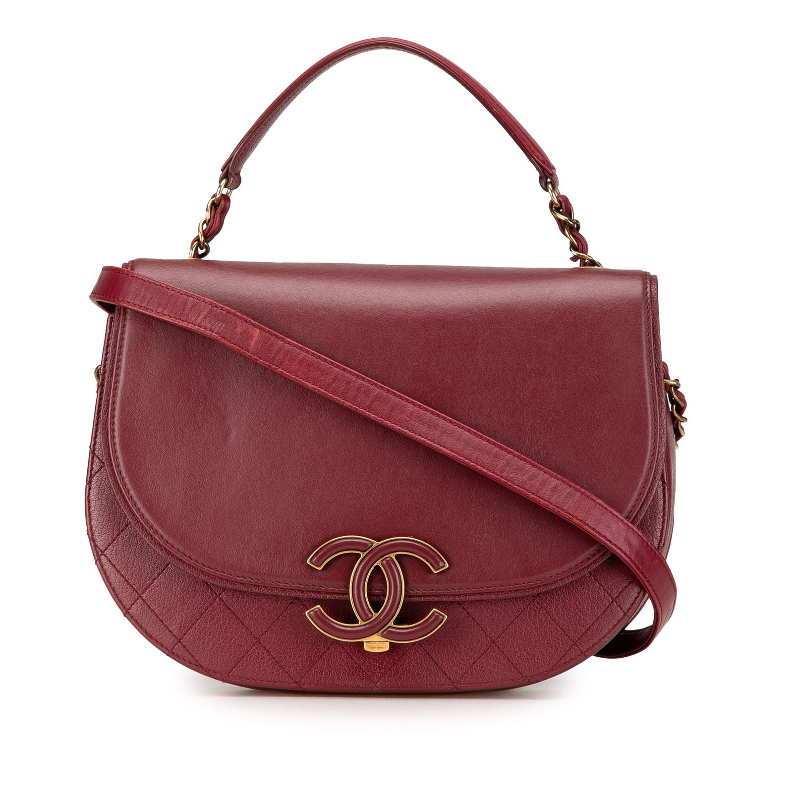 Chanel Medium Calfskin Coco Curve Flap Red Leather Bag: Chanel Medium Calfskin Coco Curve Flap Red Leather Bag Introducing the Chanel Medium Calfskin Coco Curve Flap, a stunning embodiment of luxury and style. This elegant bag features a rich red leather b