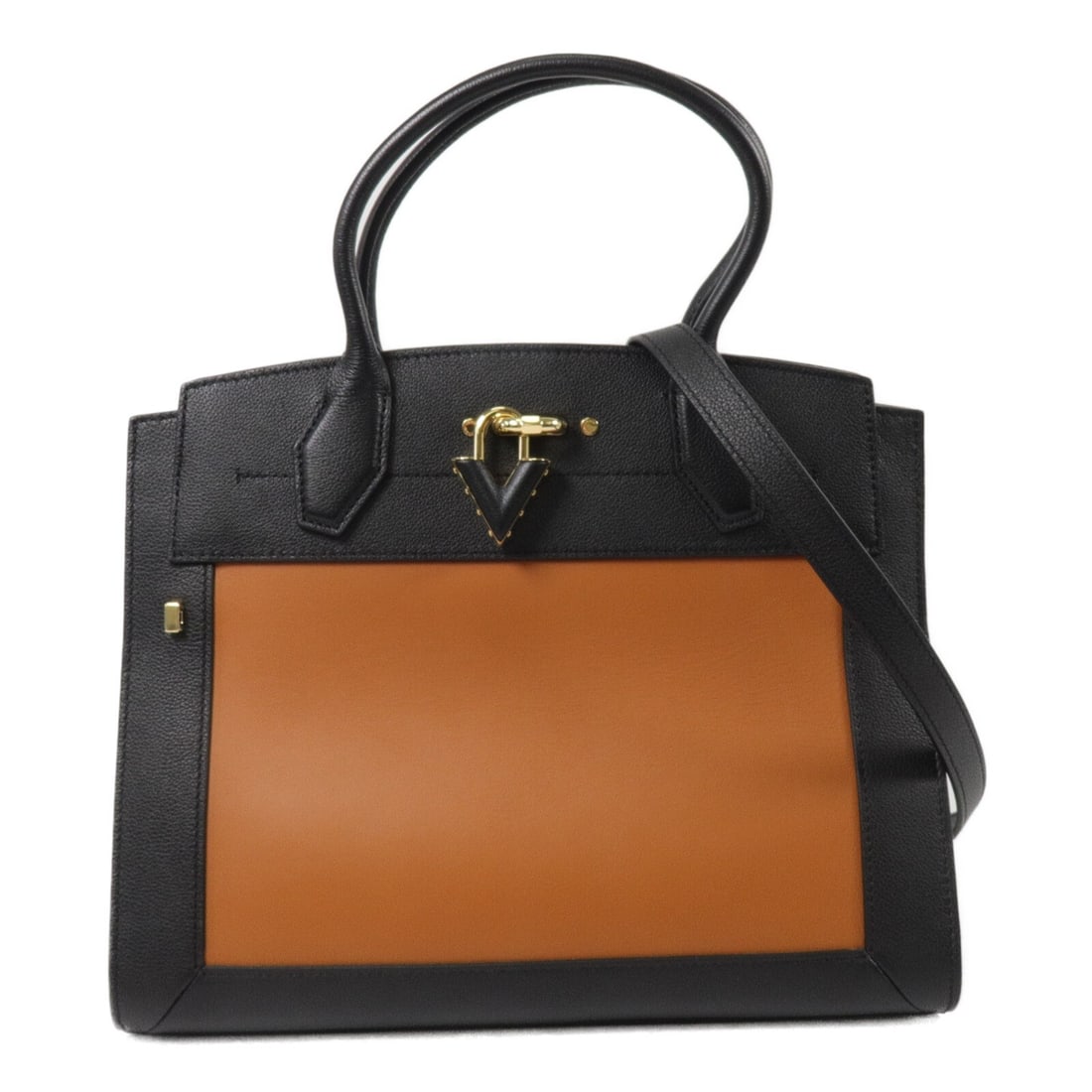 Louis Vuitton M21774 LV Steamer MM Calfskin 2Way Shoulder Bag: Louis Vuitton M21774 LV Steamer MM Calfskin 2Way Shoulder Bag Louis Vuitton LV Steamer MM 2Way Shoulder Bag, model M21774, in calfskin leather with a black and brown colorway. Designed for women, this