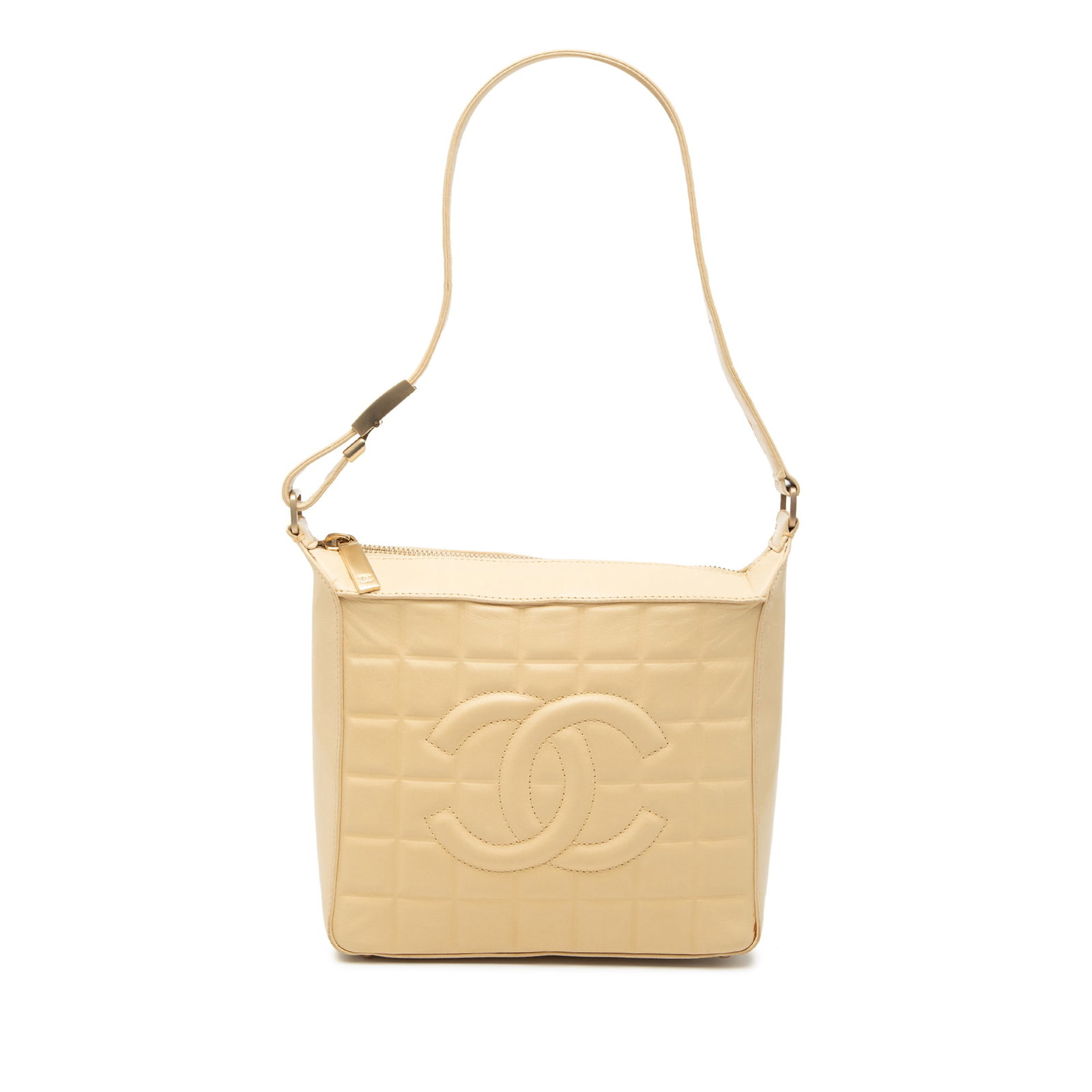 Beige Lambskin Quilted CC Chocolate Bar Shoulder Bag by Chanel (1 of 7)