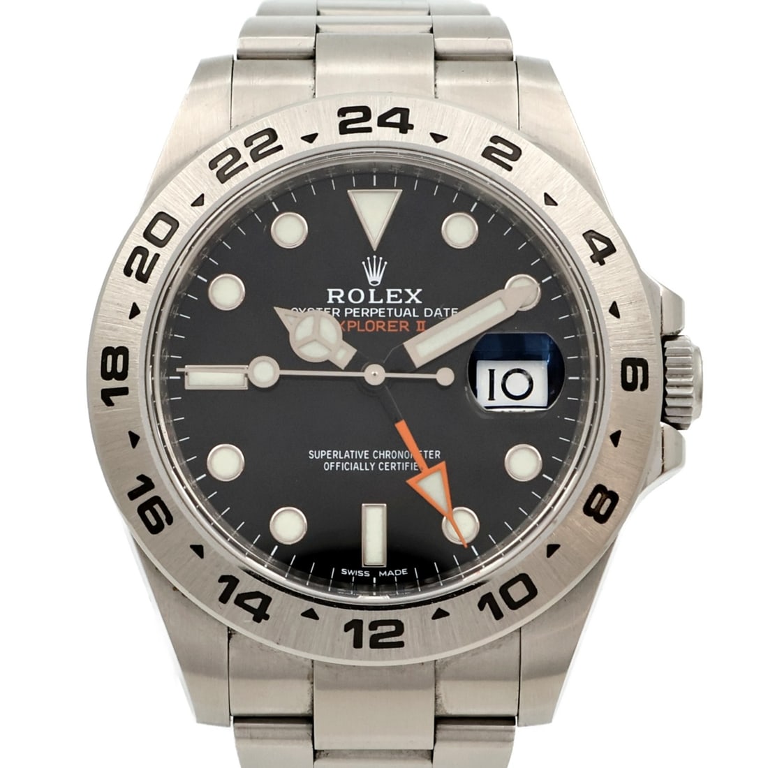 Rolex 216570 Explorer II mens automatic stainless steel black watch: Rolex 216570 Explorer II mens automatic stainless steel black watch Automatic men's watch with a stainless steel case and black dial. It features date display, a 42 mm case diameter without crown, and