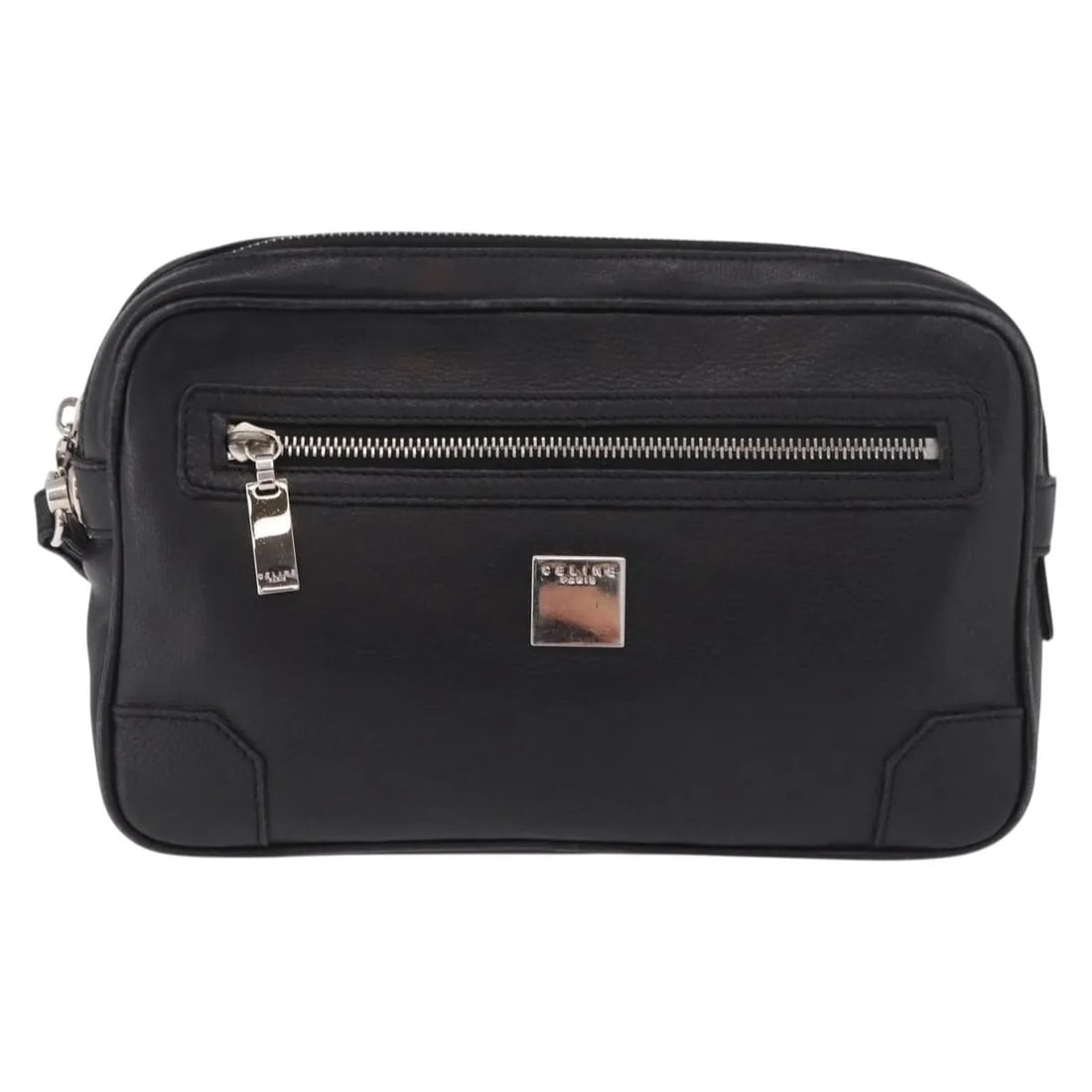 Celine Vintage Zip Wristlet Clutch Black Leather Bag: Celine Vintage Zip Wristlet Clutch Black Leather Bag Celine Vintage Zip Wristlet Clutch in black leather, made in Italy. This female wristlet clutch has a vintage zip design and measures 25 cm x 15 cm