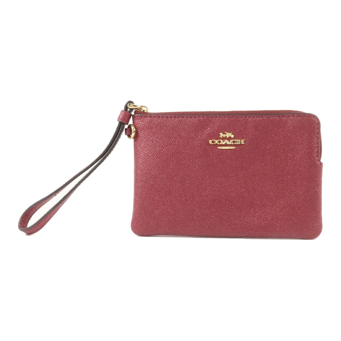 Coach CF547 Red Cherry PVC Coated Canvas Wristlet Pouch: Coach CF547 Red Cherry PVC Coated Canvas Wristlet Pouch COACH pouch in red/cherry red PVC coated canvas, model CF547. It features a hand strap and an interior with two card slots. Condition is B: reas