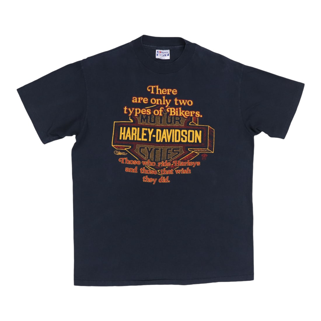 Vintage 1980s Harley Davidson Two Types Bikers Graphic Black Cotton Shirt: Vintage 1980s Harley Davidson Two Types Bikers Graphic Black Cotton Shirt This is an original vintage 1980s Harley Davidson "Two Types Of Bikers" shirt, featuring graphics on both the front and back. 