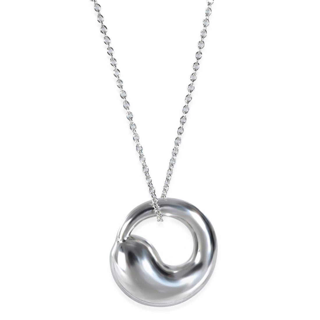 Tiffany Elsa Peretti Sterling Silver Eternal Circle Pendant: Tiffany Elsa Peretti Sterling Silver Eternal Circle Pendant This Tiffany & Co. Elsa Peretti Eternal Circle pendant is crafted from sterling silver, featuring a sleek, minimalist design. The pendant is