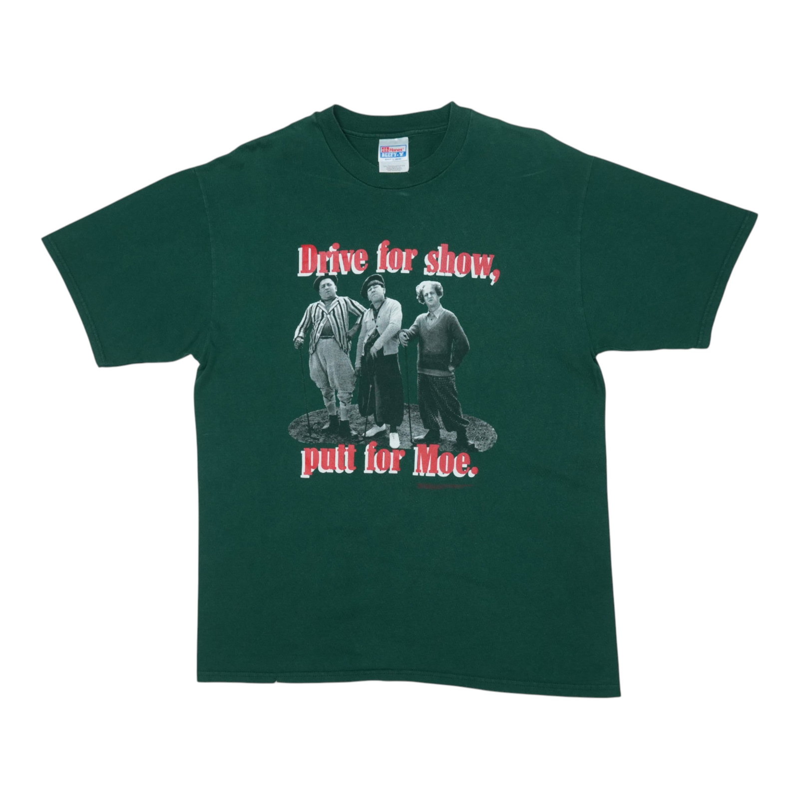 Vintage 1996 Three Stooges Green Cotton Golf Shirt Size Large (1 of 5)