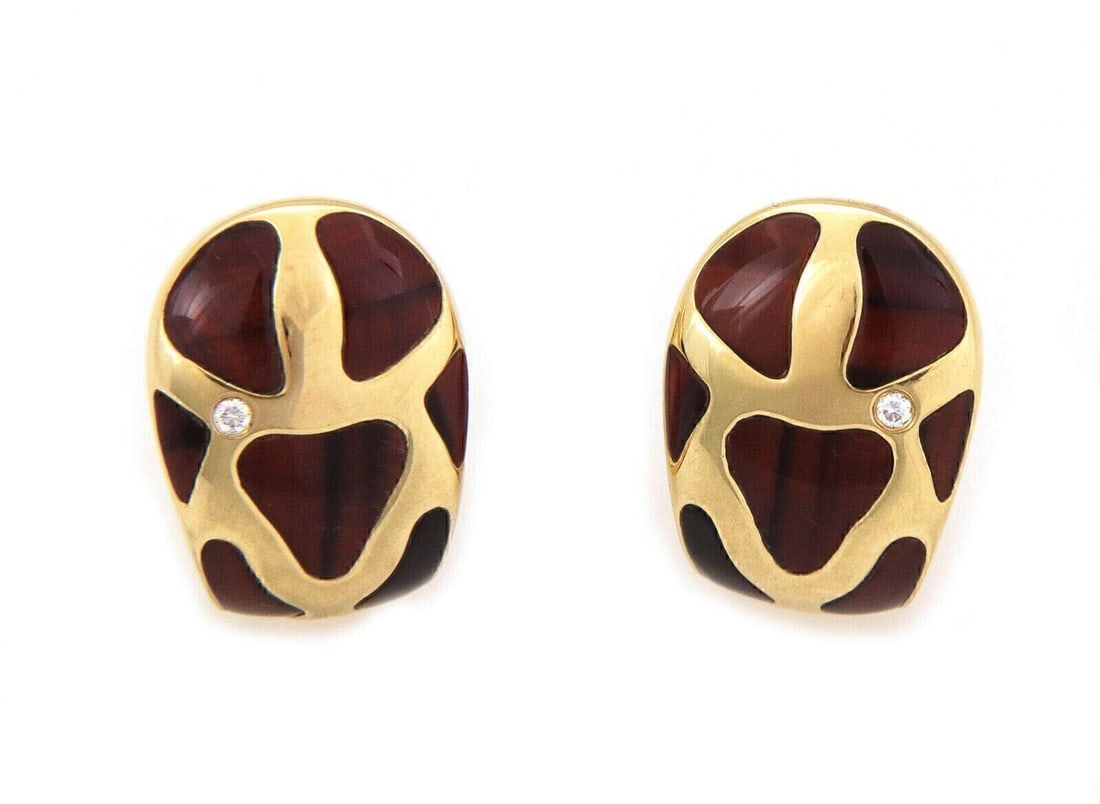 Roberto Coin Animalier 18k Gold Enamel Giraffe Huggie Earrings (1 of 7)