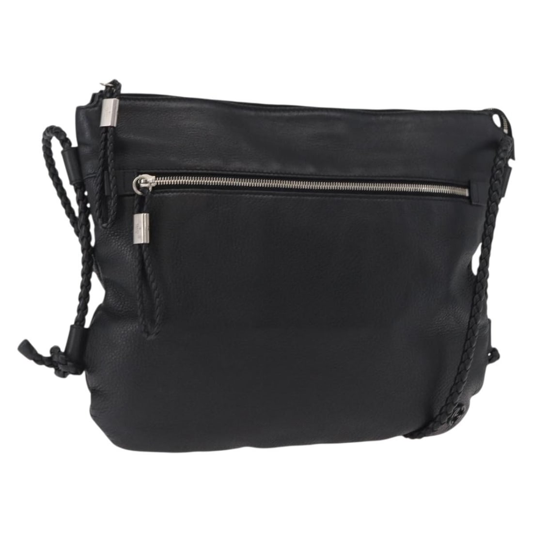 Gucci 268244 Black Leather Shoulder Bag Silver Tone Hardware: Gucci 268244 Black Leather Shoulder Bag Silver Tone Hardware Black and silver leather shoulder bag made in Italy. The bag measures approximately W37 cm x H32 cm, with a shoulder drop of approximately 
