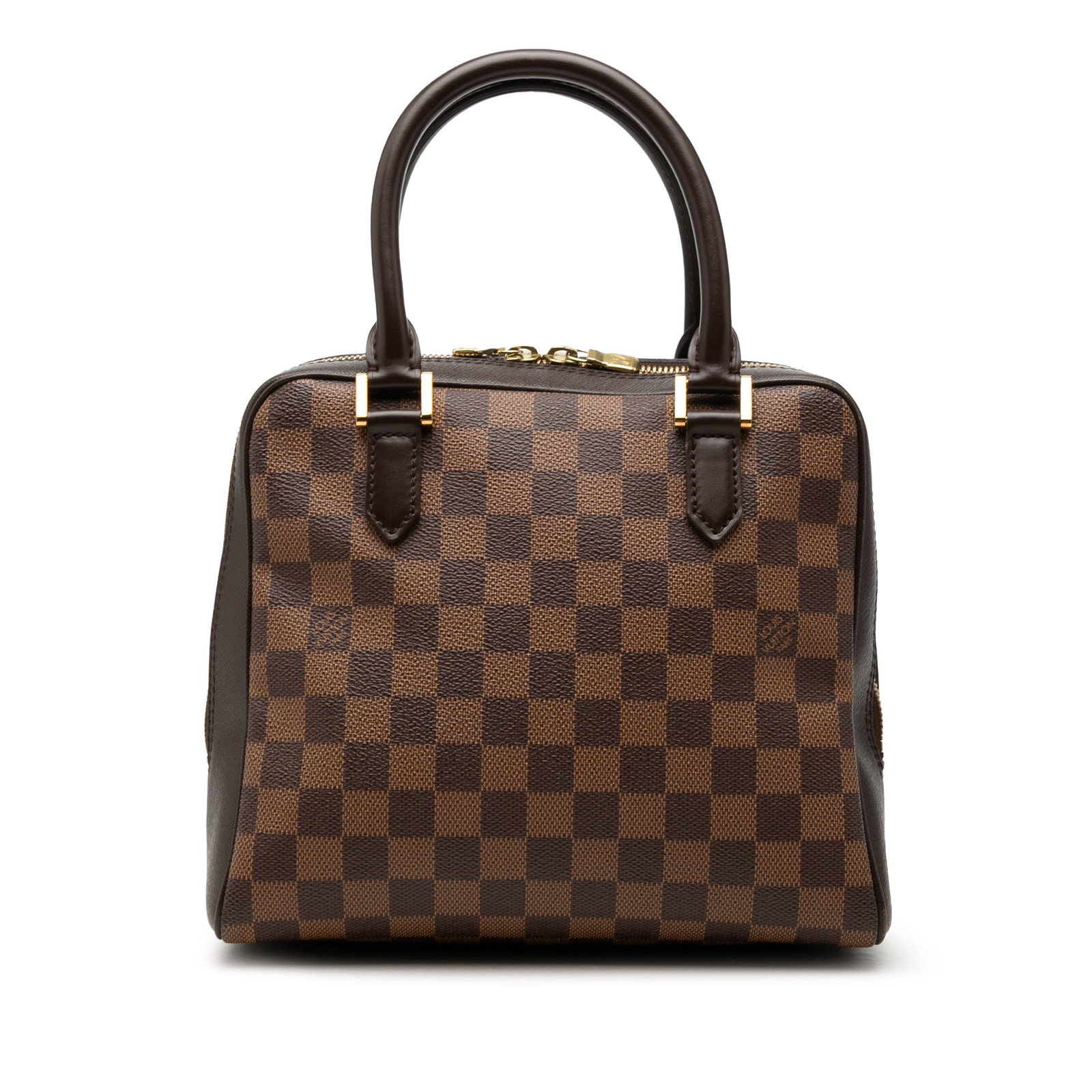 Louis Vuitton Brera Damier Ebene Handbag Brown Canvas: Louis Vuitton Brera Damier Ebene Handbag Brown Canvas Louis Vuitton Damier Ebene Brera bag in brown Damier Ebene canvas with leather trim and rolled leather handles. It features a top zip closure and 