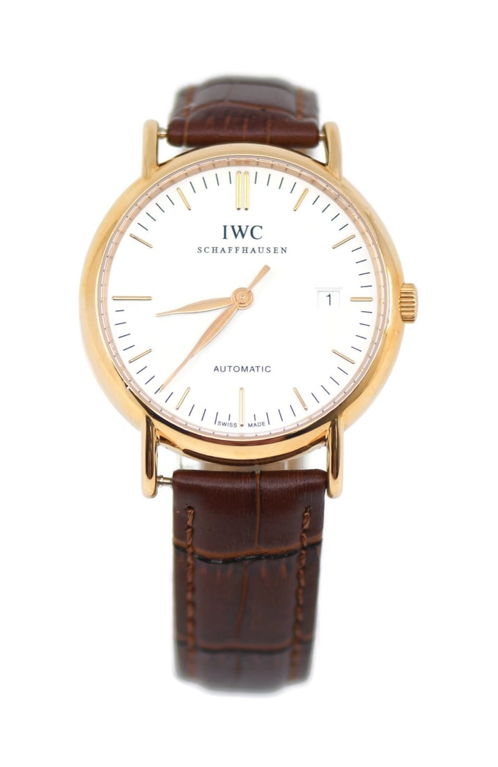 IWC Portofino IW356302 18K Gold Automatic Watch with Box and Papers: IWC Portofino IW356302 18K Gold Automatic Watch with Box and Papers Presenting the IWC Portofino 18K Yellow Gold Watch IW356302, a stunning wristwatch that combines classic elegance with sophisticated