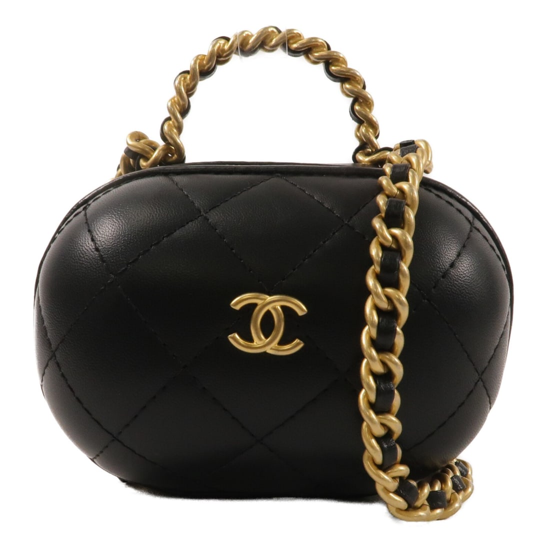 CHANEL AS3066 Bubble Vanity 2Way Shoulder Bag Black Lambskin: CHANEL AS3066 Bubble Vanity 2Way Shoulder Bag Black Lambskin A CHANEL CC Bubble Vanity Case 2Way Shoulder Bag in black lambskin leather. It features a vanity case design with a 2-way carry option and 