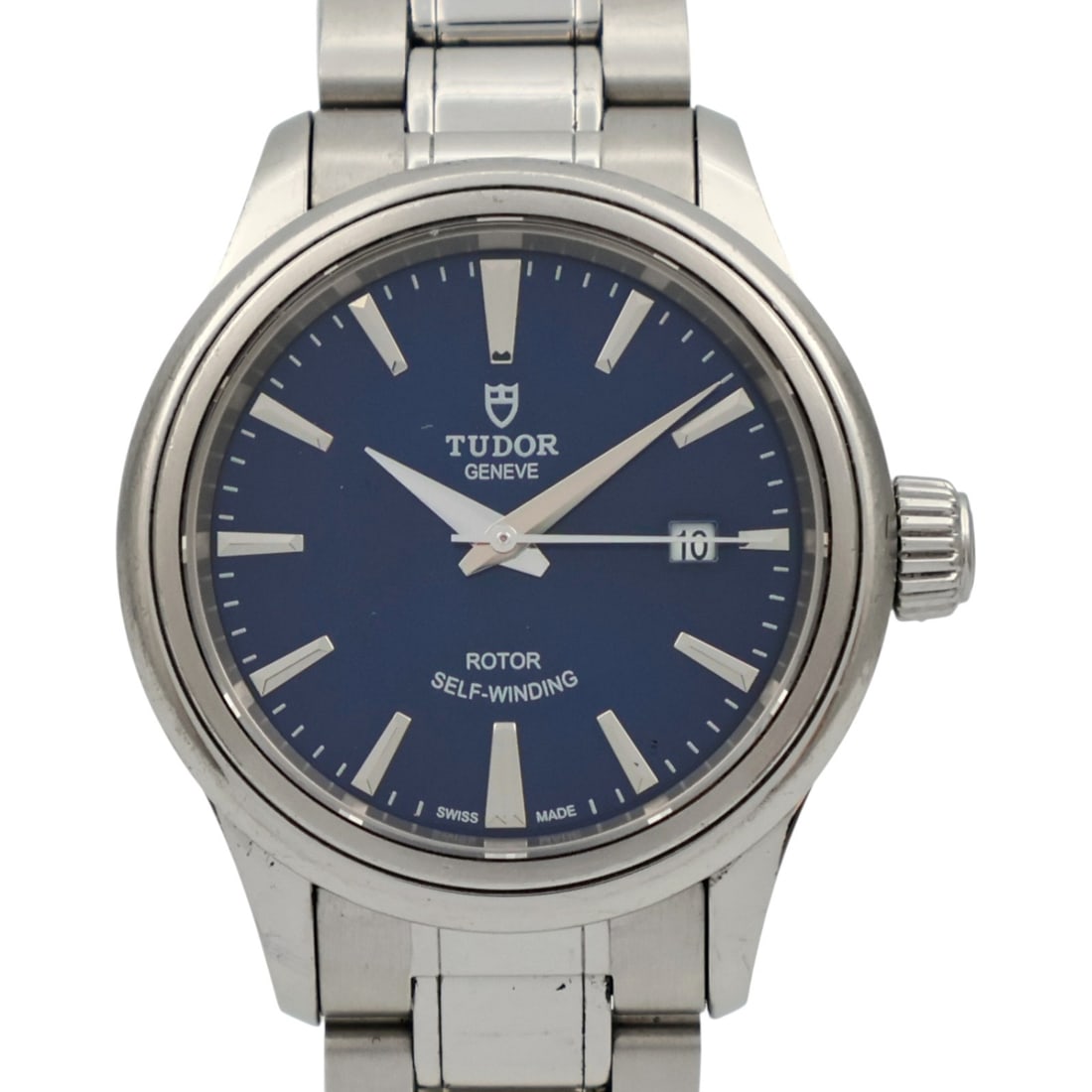 TUDOR 12100 Style ladies automatic stainless steel watch navy dial: TUDOR 12100 Style ladies automatic stainless steel watch navy dial TUDOR Style 12100 automatic watch in stainless steel with a navy blue color scheme. It is a ladies' model with automatic winding and 