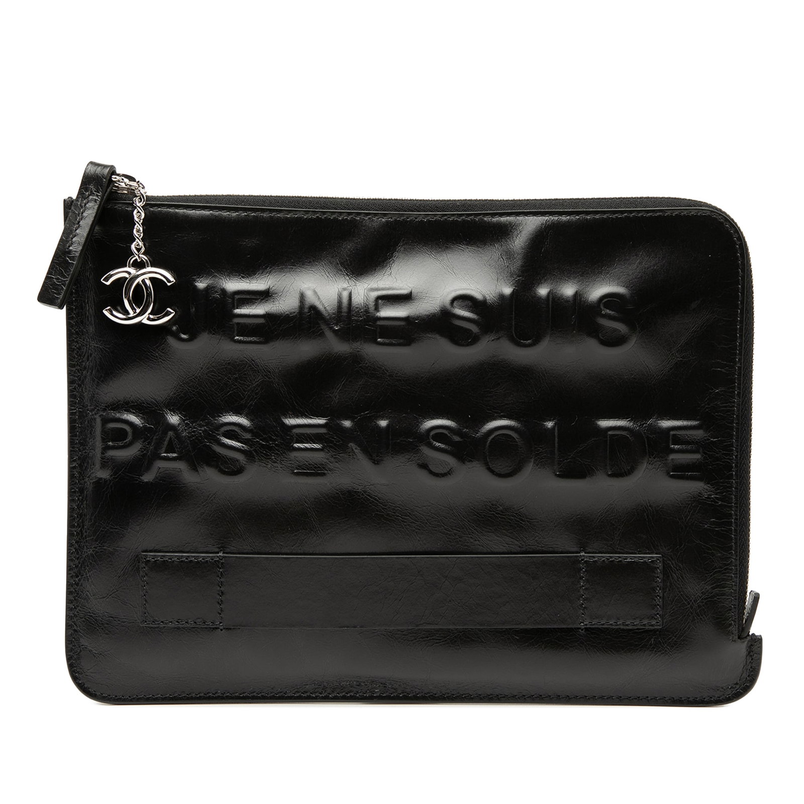 Chanel Je Ne Suis Pas En Solde Black Calfskin Clutch (1 of 7)