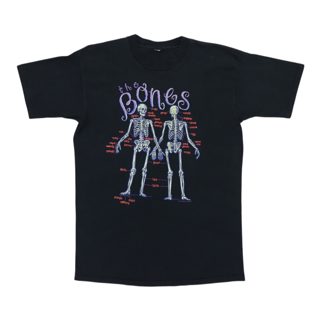 Vintage 1995 Glow In The Dark Skeleton The Bones Black Cotton T Shirt (1 of 4)