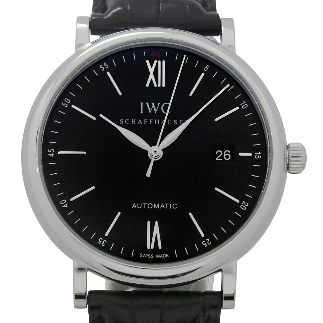 IWC Portofino IW356502 mens wristwatch black dial automatic: IWC Portofino IW356502 mens wristwatch black dial automatic IWC Portofino Automatic men's wristwatch with a black dial and automatic movement. It features a stainless steel case with a leather strap, 