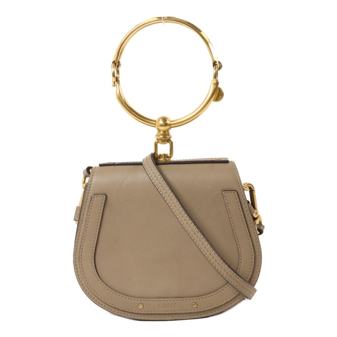 Chloe Nile 2 Way Gray Calfskin Shoulder Bag: Chloe Nile 2 Way Gray Calfskin Shoulder Bag Gray 2-way shoulder bag made from calfskin (cowhide) leather. It features a magnetic pocket, one open outside pocket, and one open inside pocket. The bag is