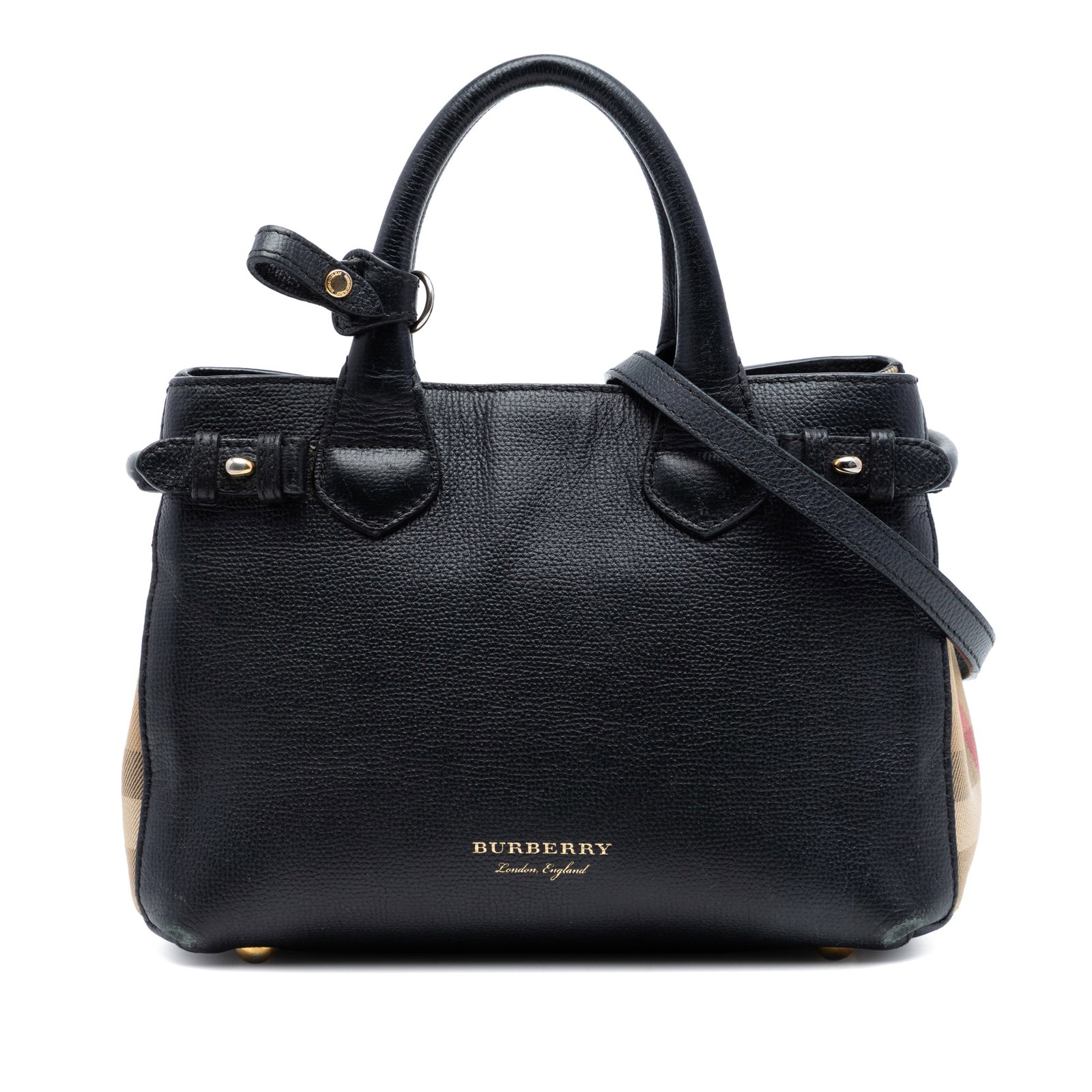 Burberry Banner Satchel Small Derby Calfskin House Check Bag (1 of 6)