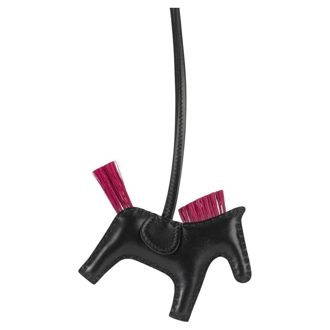 Hermes Grigri Rodeo Pegase PM bag charm black Milo lambskin: Hermes Grigri Rodeo Pegase PM bag charm black Milo lambskin Hermes Rodeo Pegase Horse bag charm in black Milo lambskin with a limited edition rouge sellier mane. This PM Grigri charm comes with its or
