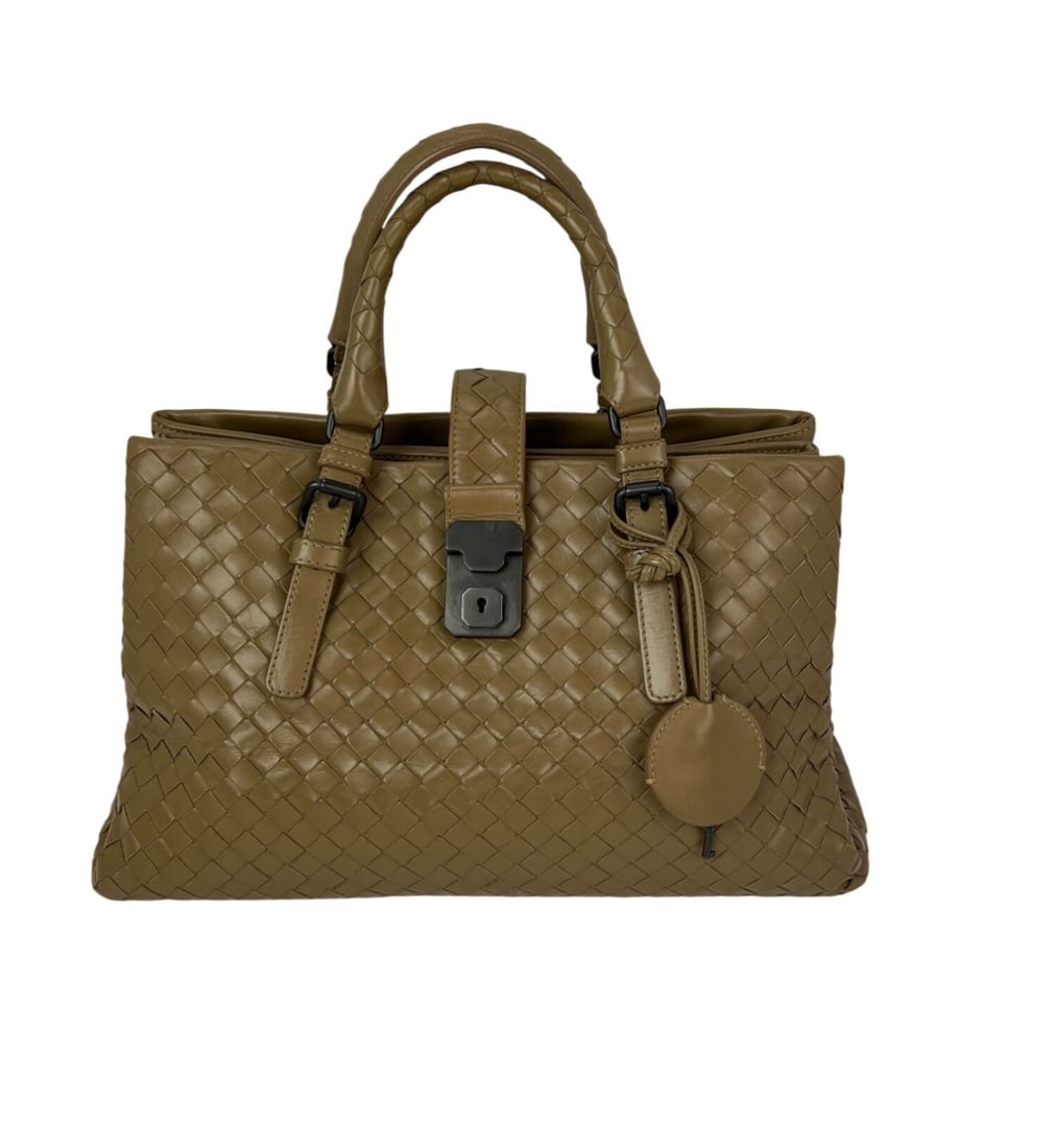 Bottega Veneta Roma Large Taupe Leather Intrecciato Shoulder Bag (1 of 15)