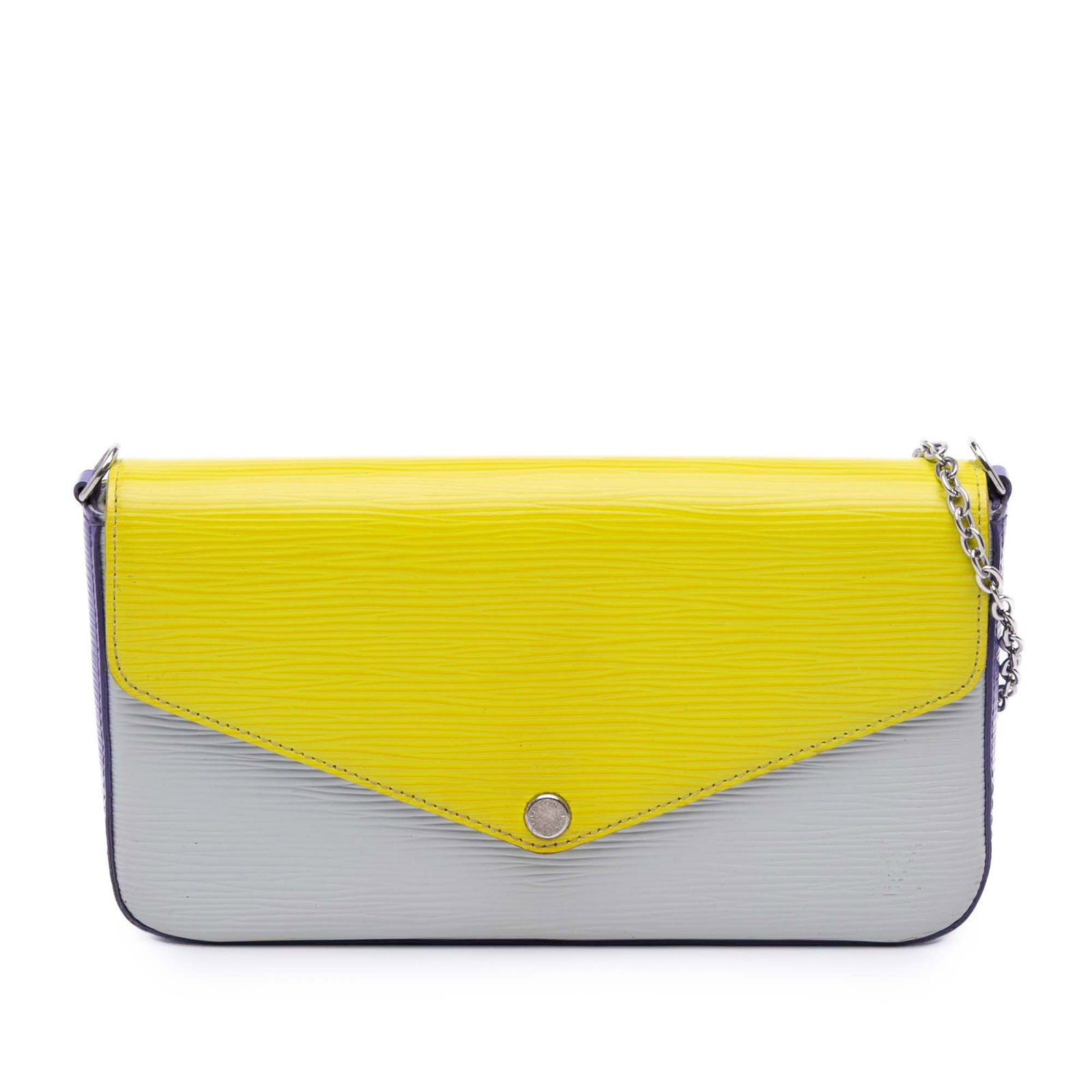 Louis Vuitton Epi Tricolor Pochette Felicie Yellow Leather Bag: Louis Vuitton Epi Tricolor Pochette Felicie Yellow Leather Bag The Louis Vuitton Epi Tricolor Pochette Felicie is a stylish and functional handbag crafted from durable epi leather. It features a detac