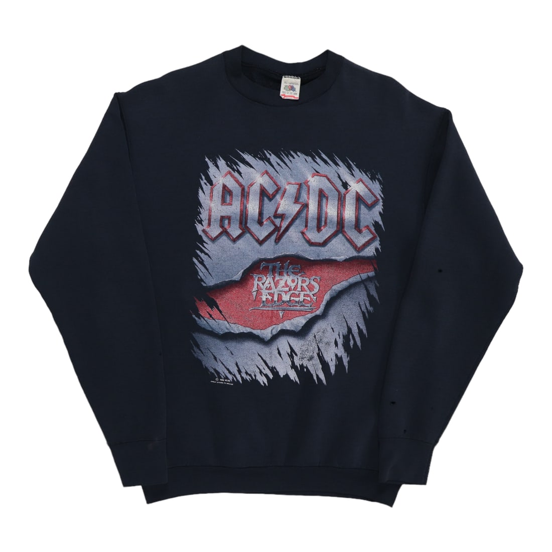 Vintage 1990 The Razors Edge Tour ACDC Black Sweatshirt Front Back Graphics (1 of 10)