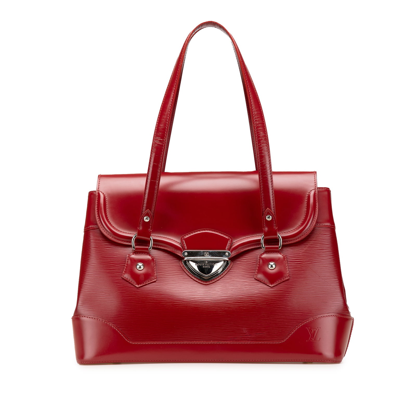 Louis Vuitton Epi Bagatelle GM Red Leather Handbag: Louis Vuitton Epi Bagatelle GM Red Leather Handbag The Louis Vuitton Epi Bagatelle GM is a stylish and functional bag crafted from durable epi leather. It features flat leather straps and a secure fro
