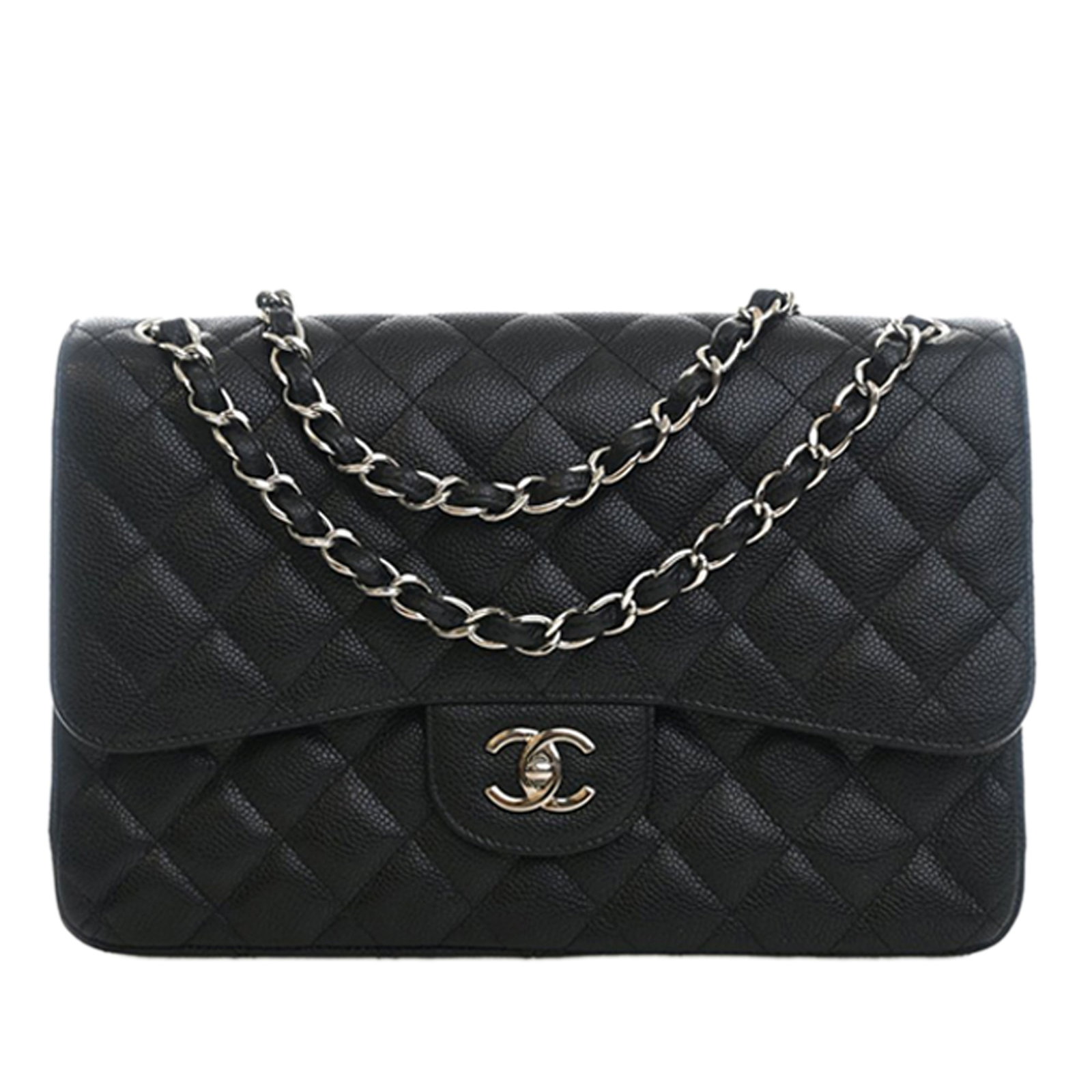 Chanel Jumbo Classic Double Flap Shoulder Bag in Black Caviar Leather (1 of 14)