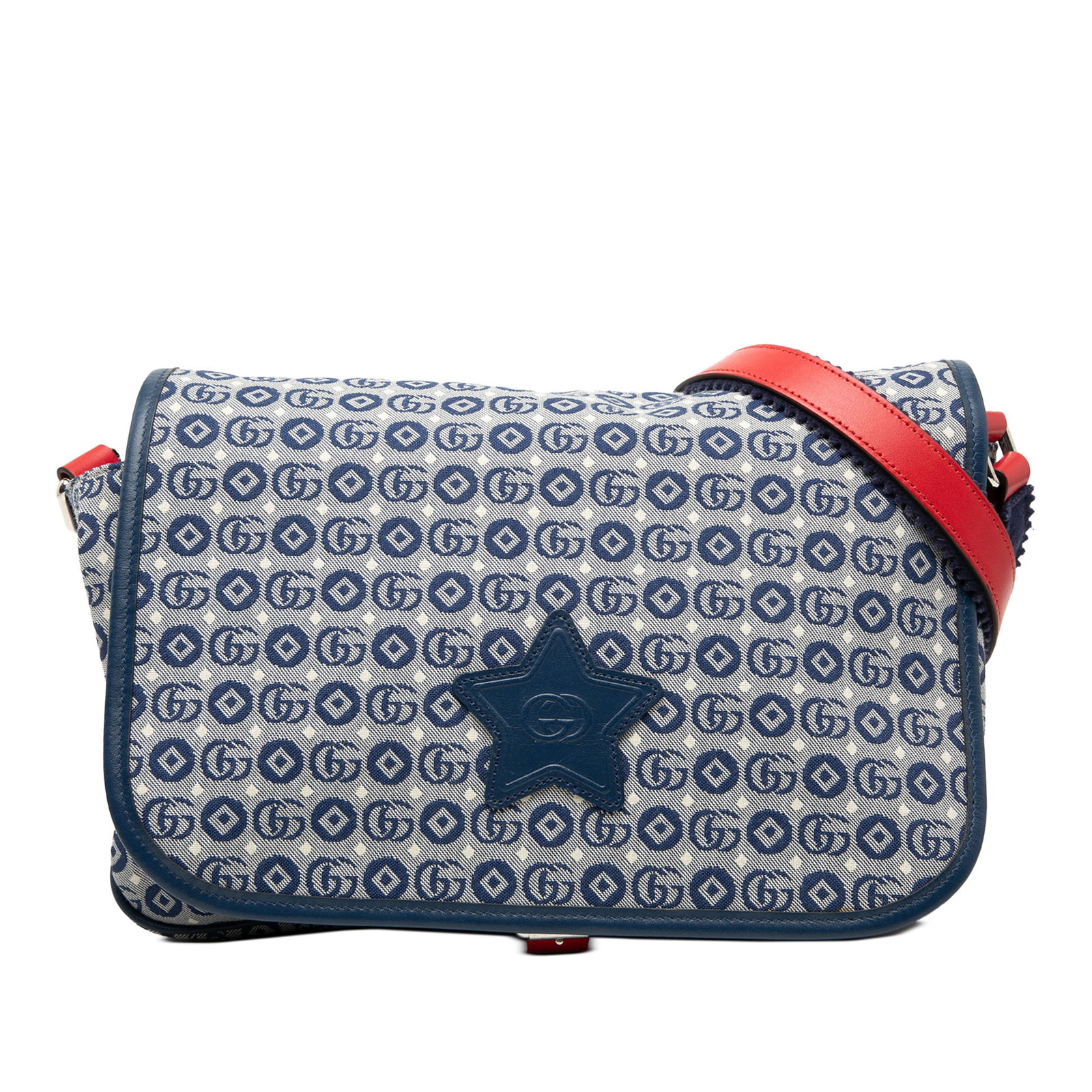 Gucci Kids GG Canvas Star Crossbody Bag with Leather Trim: Gucci Kids GG Canvas Star Crossbody Bag with Leather Trim This Gucci Kids GG Canvas Star Messenger Bag features a coated canvas body with leather trim, an adjustable flat leather shoulder strap, a fla
