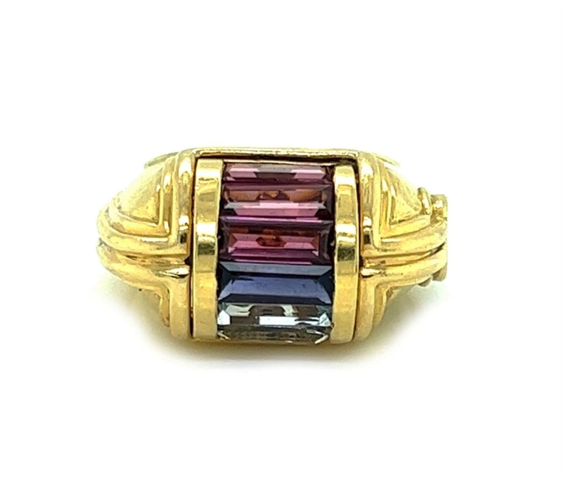 La Nouvelle Bague 18k Yellow Gold Dome Ring Tourmaline Iolite Topaz Size 7 (1 of 7)