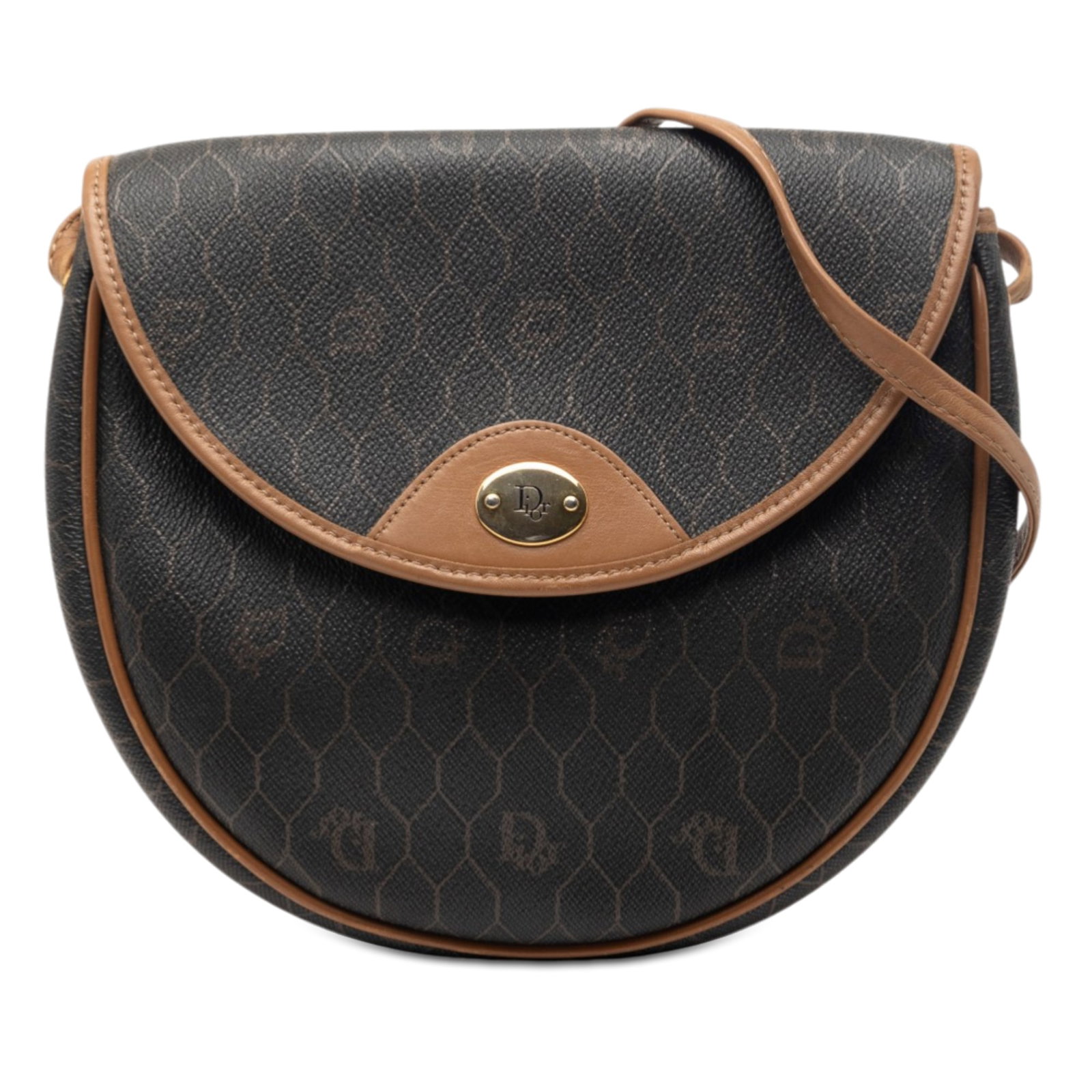 Dior Honeycomb Canvas Crossbody Bag Black Leather Trim: Dior Honeycomb Canvas Crossbody Bag Black Leather Trim This Dior Honeycomb Coated Canvas Crossbody bag features a coated canvas body with leather trim, a flat leather strap, and a top flap with magnet
