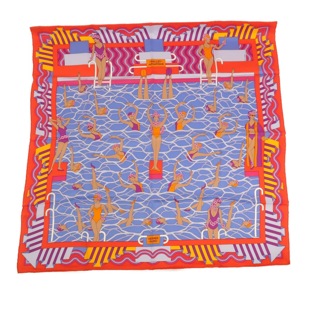 HERMES Silk Scarf Red Blue 70x70 France: HERMES Silk Scarf Red Blue 70x70 France Hermes silk scarf in red and blue, designed for women and made in France. It measures 65 cm x 65 cm (25.6 x 25.6 in) and is described as being in very good AB c