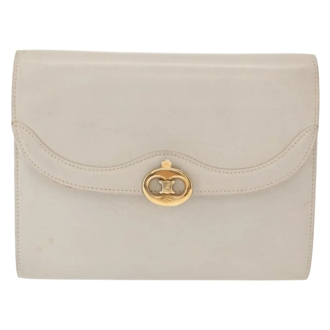Celine Vintage Shoulder Bag Ecru Leather Italy: Celine Vintage Shoulder Bag Ecru Leather Italy Celine Vintage leather item for women in ecru, made in Italy. It is described as being in good condition with light wear, light marks, deformation, and l