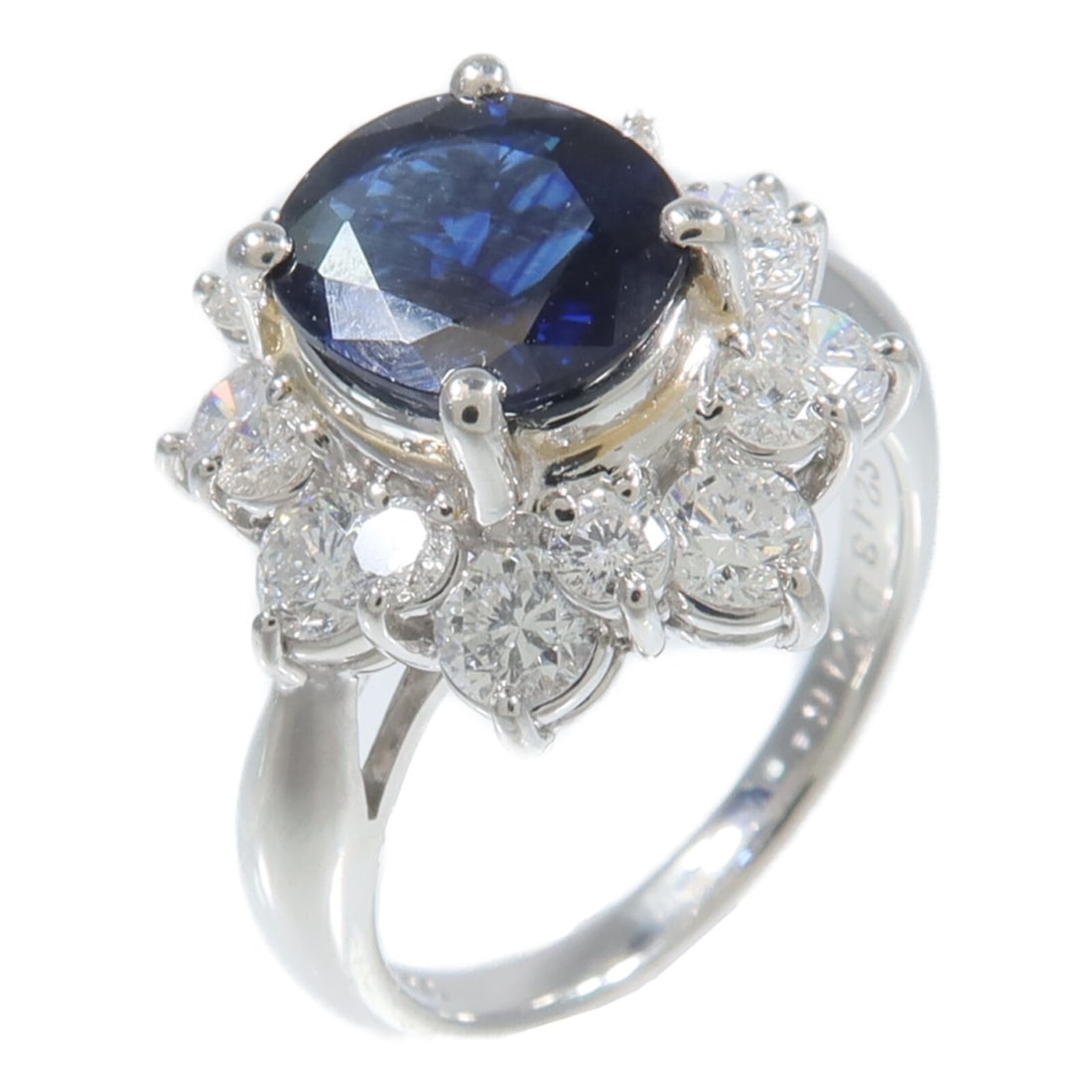 Pt900 Platinum Sapphire Diamond Ring Size 6 2.13ct 1.46ct (1 of 8)