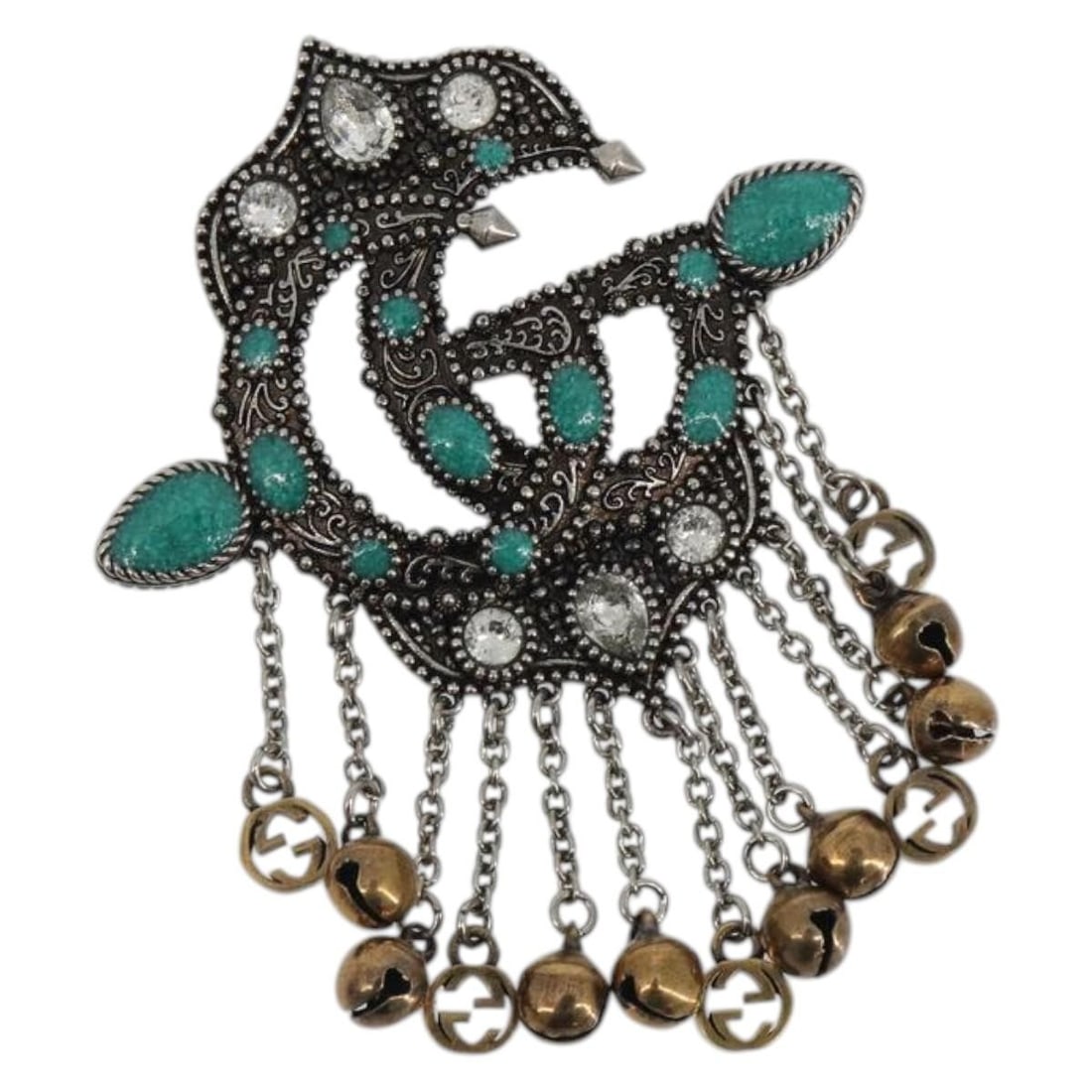 Gucci GG Marmont Silver Metal Brooch with Box Dust Bag: Gucci GG Marmont Silver Metal Brooch with Box Dust Bag A GUCCI GG Marmont brooch in silver-tone metal, made in Italy. The piece is presented in excellent condition with no remarkable scratches and no 