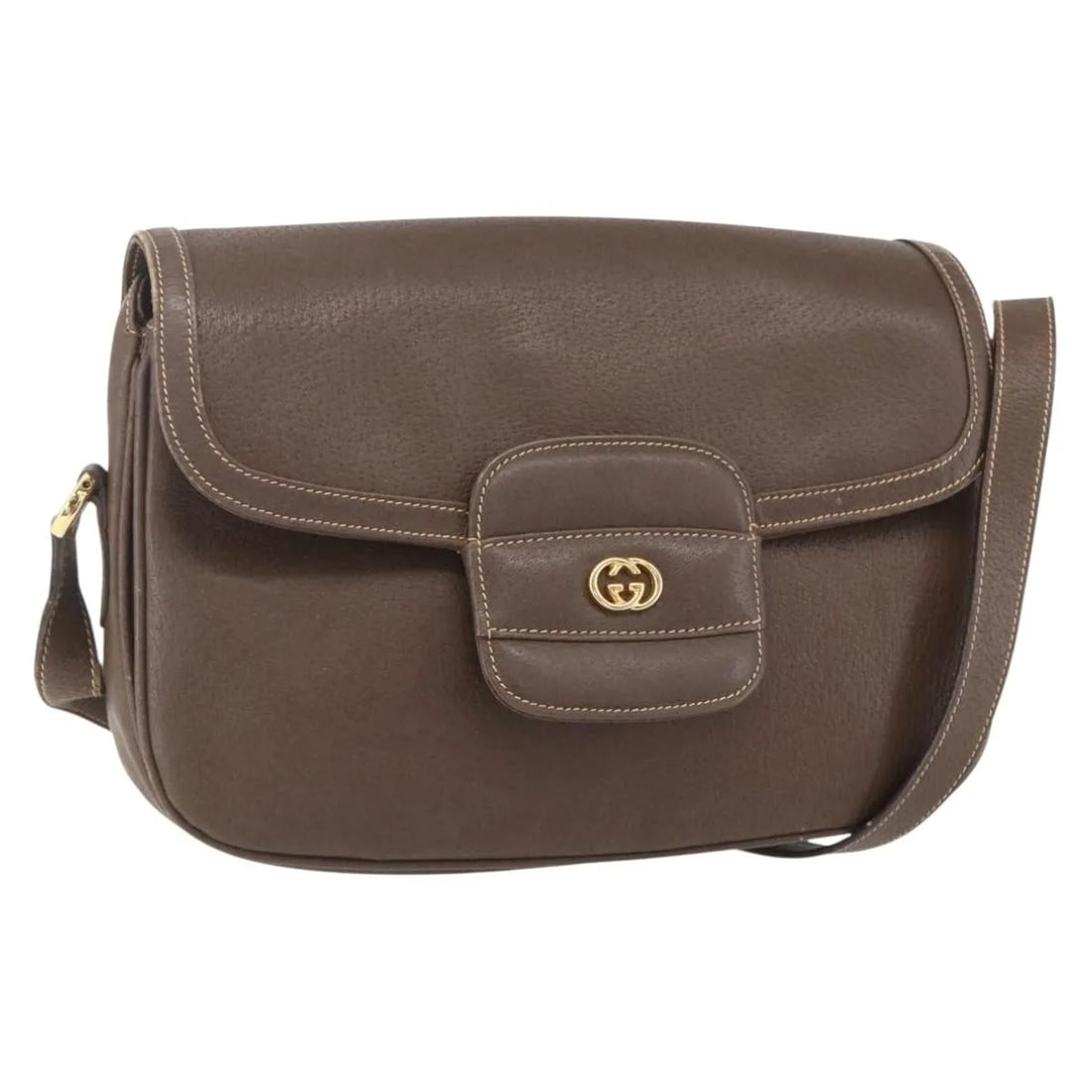 Gucci Vintage Brown Leather Shoulder Bag: Gucci Vintage Brown Leather Shoulder Bag This Gucci vintage shoulder bag is crafted from brown leather and designed for women. Made in Italy, the bag features a classic silhouette and offers a timeles