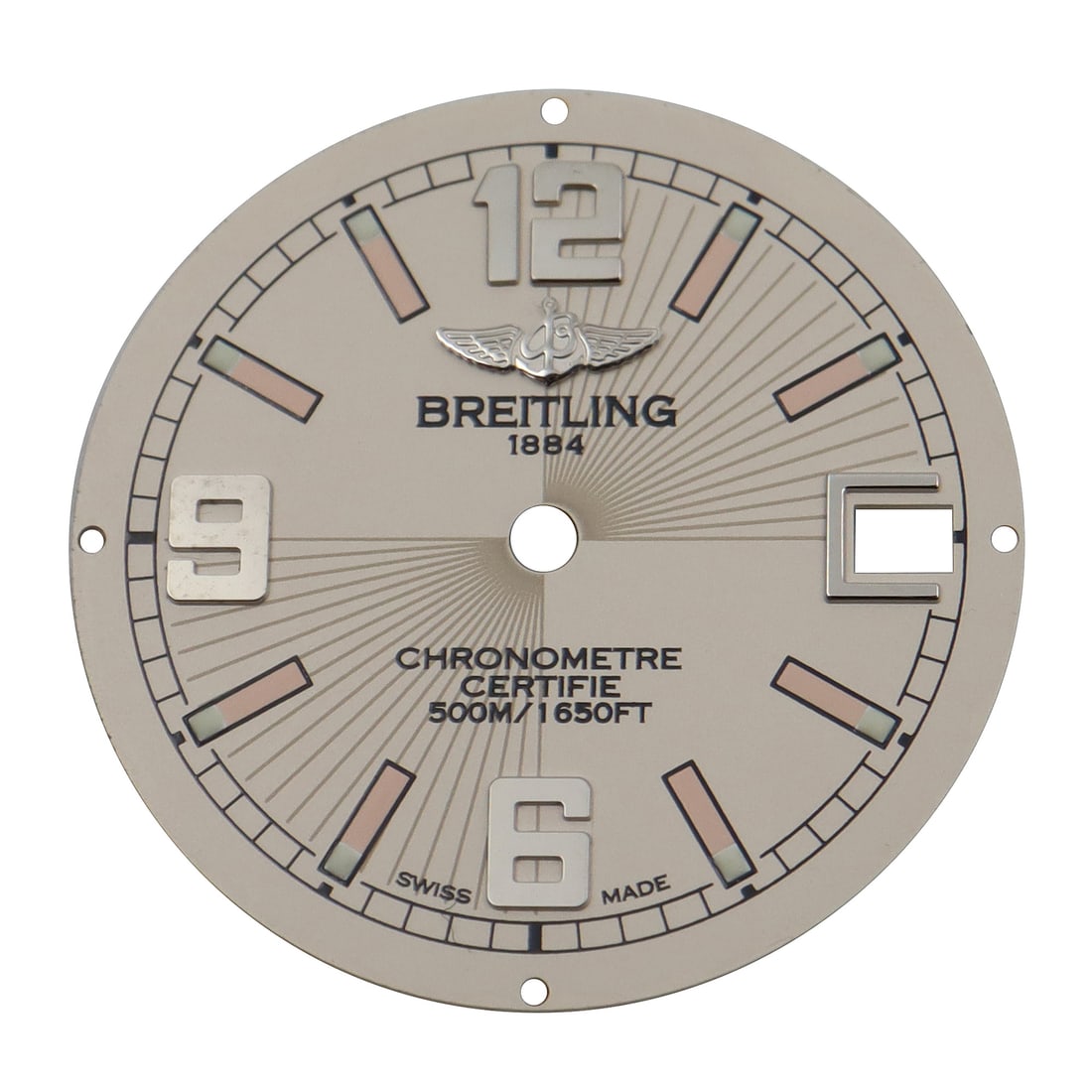 Breitling Colt A7738711 Silver Dial 24 mm Replacement: Breitling Colt A7738711 Silver Dial 24 mm Replacement Enhance your Breitling Colt watch with this pre-owned, like new silver dial. Designed specifically for the A7738711 model, this 24 mm dial adds a 