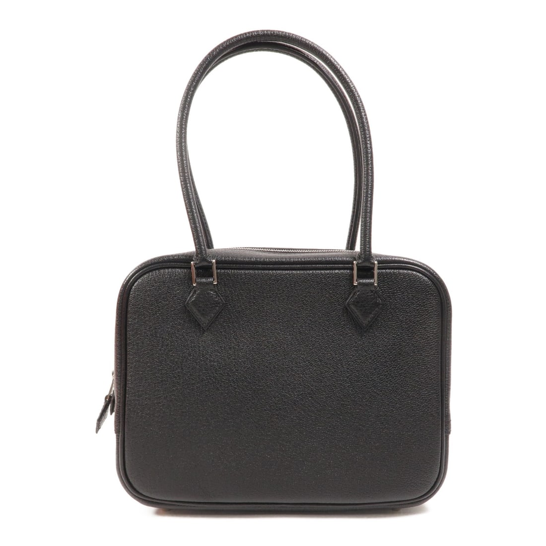 Hermes Mini Plume Handbag Chevre Noir PHW: Hermes Mini Plume Handbag Chevre Noir PHW A Hermes Mini Plume handbag in Noir black, made from Chevre goatskin leather. It features a handle drop of 38 cm and comes with storage box and storage bags. 