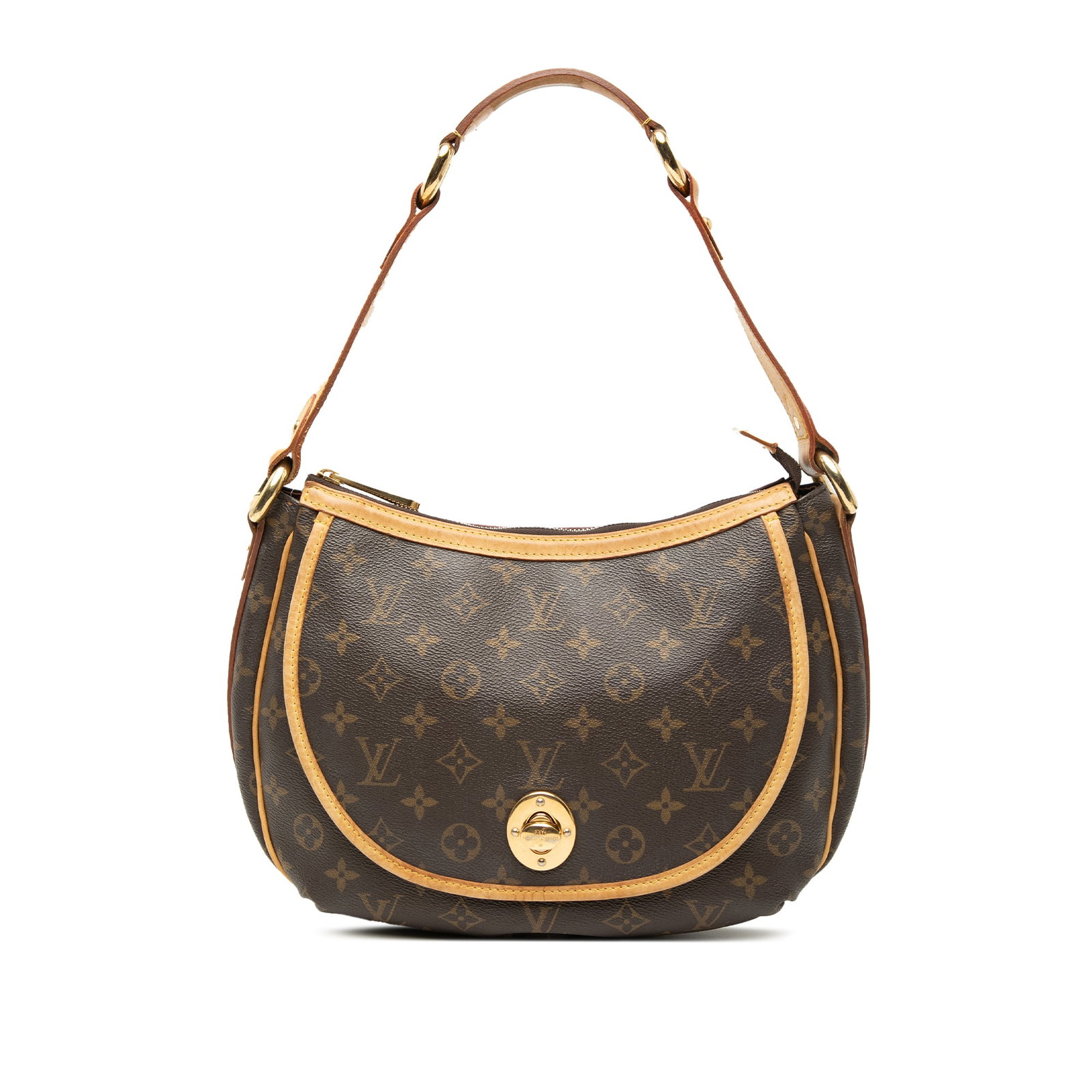 Louis Vuitton Tulum PM Monogram Shoulder Bag Brown Canvas: Louis Vuitton Tulum PM Monogram Shoulder Bag Brown Canvas Louis Vuitton Monogram Tulum PM bag in brown monogram canvas with a flat leather strap and top zip closure. It features an exterior front flap