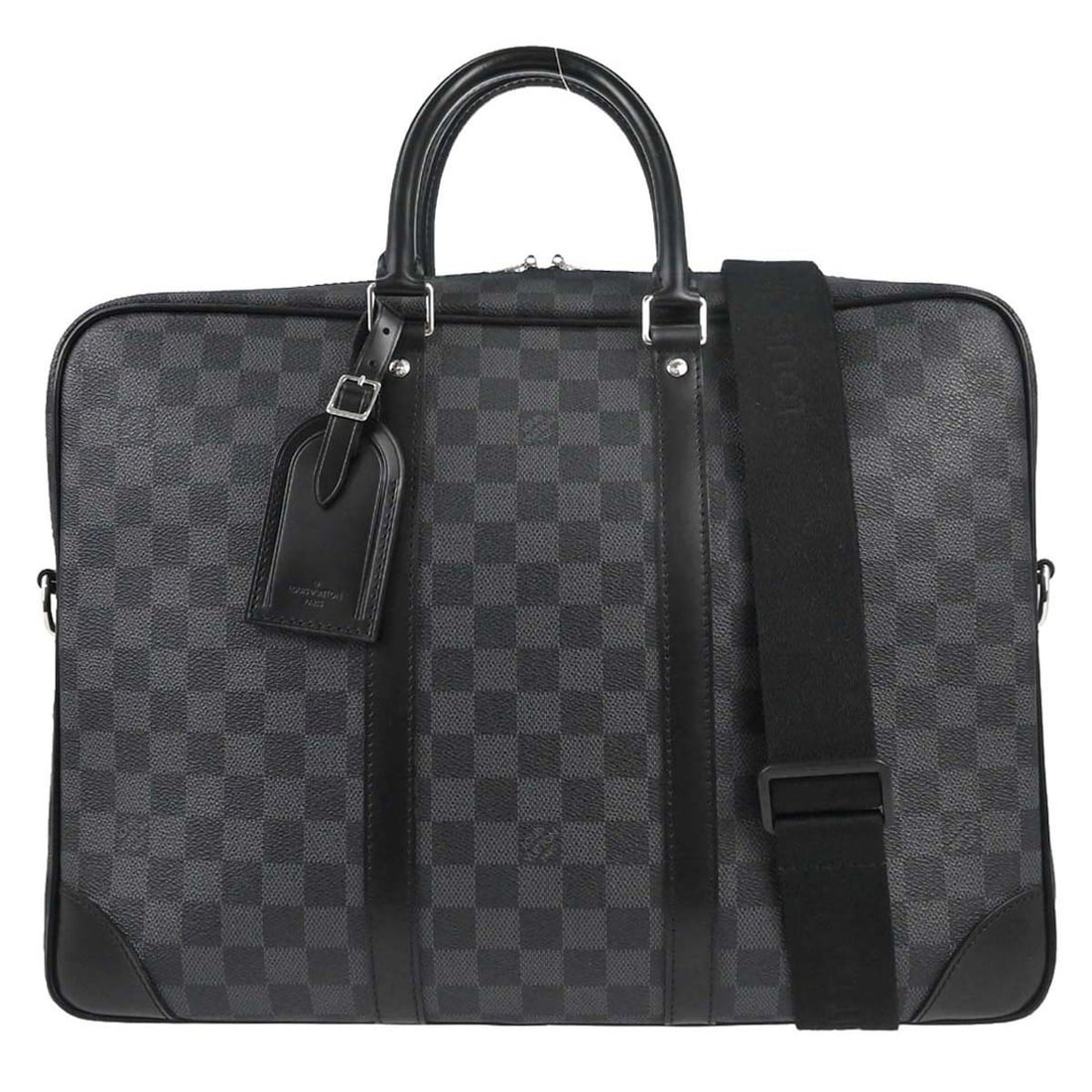 Louis Vuitton Porte Documents Voyage GM Damier Graphite Briefcase N41123: Louis Vuitton Porte Documents Voyage GM Damier Graphite Briefcase N41123 Vintage Louis Vuitton Porte Documents Voyage GM briefcase/document case in Damier Graphite canvas with leather trim. This unise