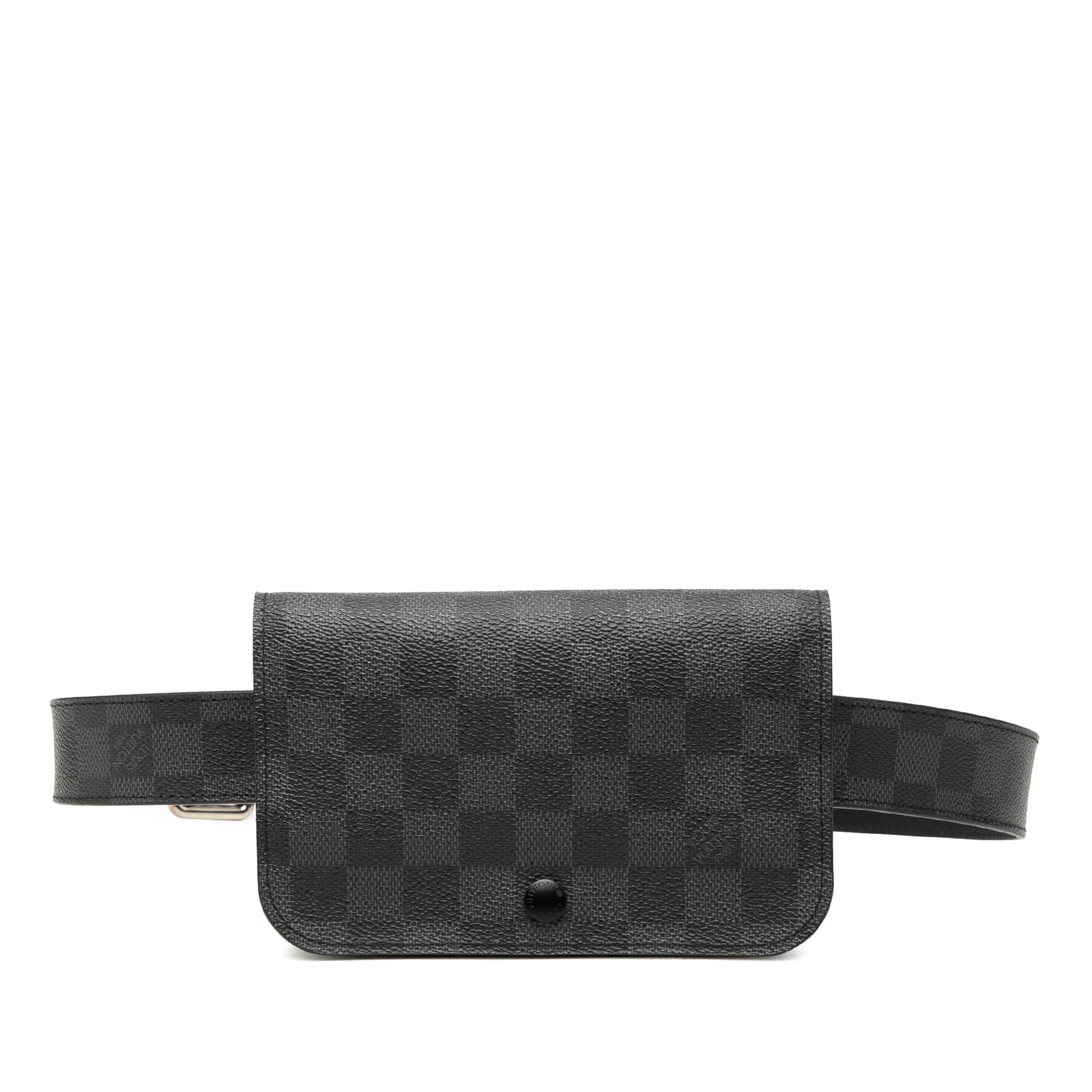 Louis Vuitton Pochette Homme Ceinture Damier Graphite Waist Bag: Louis Vuitton Pochette Homme Ceinture Damier Graphite Waist Bag Louis Vuitton Damier Graphite Pochette Homme Ceinture bag in black damier canvas with a detachable, adjustable flat waist strap and buck