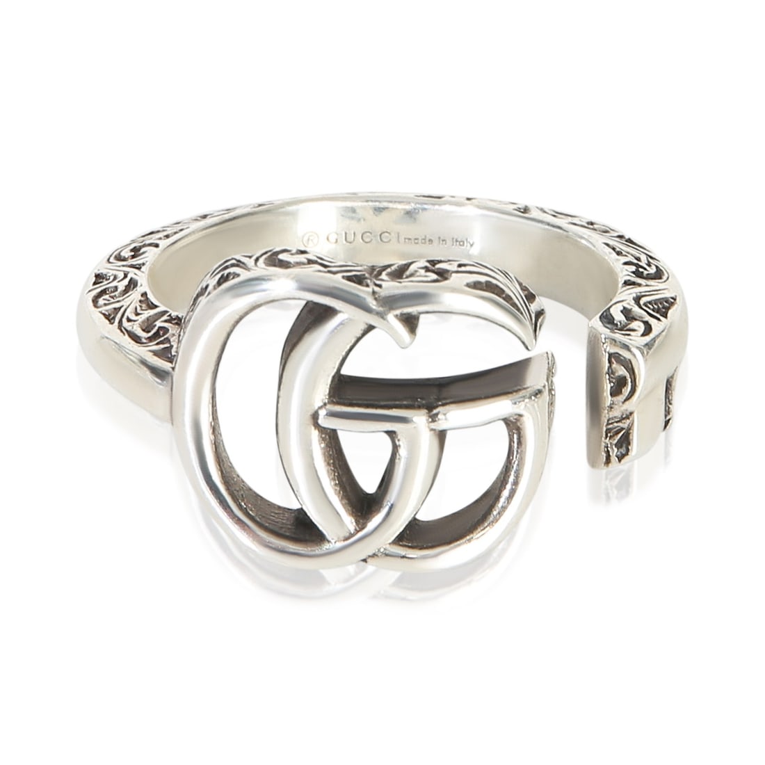 Gucci GG Marmont Key Motiff Sterling Silver Ring Size 6: Gucci GG Marmont Key Motiff Sterling Silver Ring Size 6 Gucci GG Marmont Key Motiff ring crafted in sterling silver. This pre-owned women's ring features a clean, stone-free design from the GG Marmont
