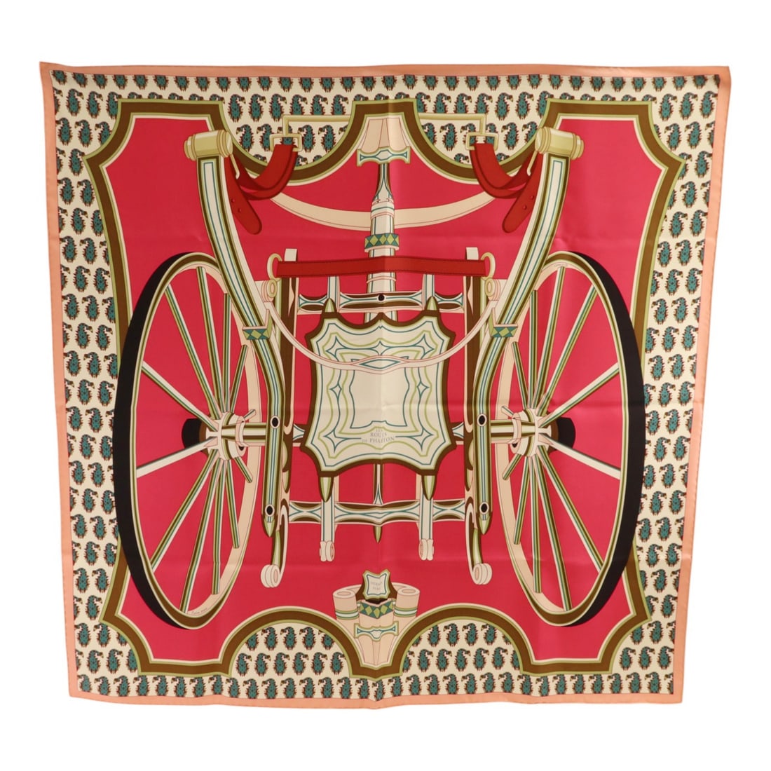 Hermes Silk Scarf 90x90 Pink Multicolor France: Hermes Silk Scarf 90x90 Pink Multicolor France A Hermes 90x90 scarf in pink and multicolor silk. Designed for women, this regular-size scarf is made in France and comes with a storage box. Condition i