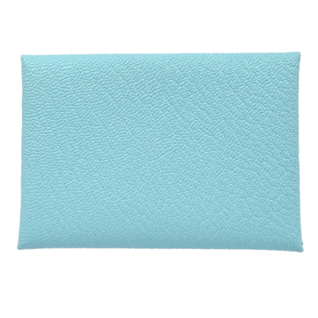 Hermes Calvi Blue Chevre Leather Card Wallet for Women: Hermes Calvi Blue Chevre Leather Card Wallet for Women Hermes Calvi card holder in Celeste Chevre leather with logo accent. Made in France, this women's accessory features a compact bifold design with