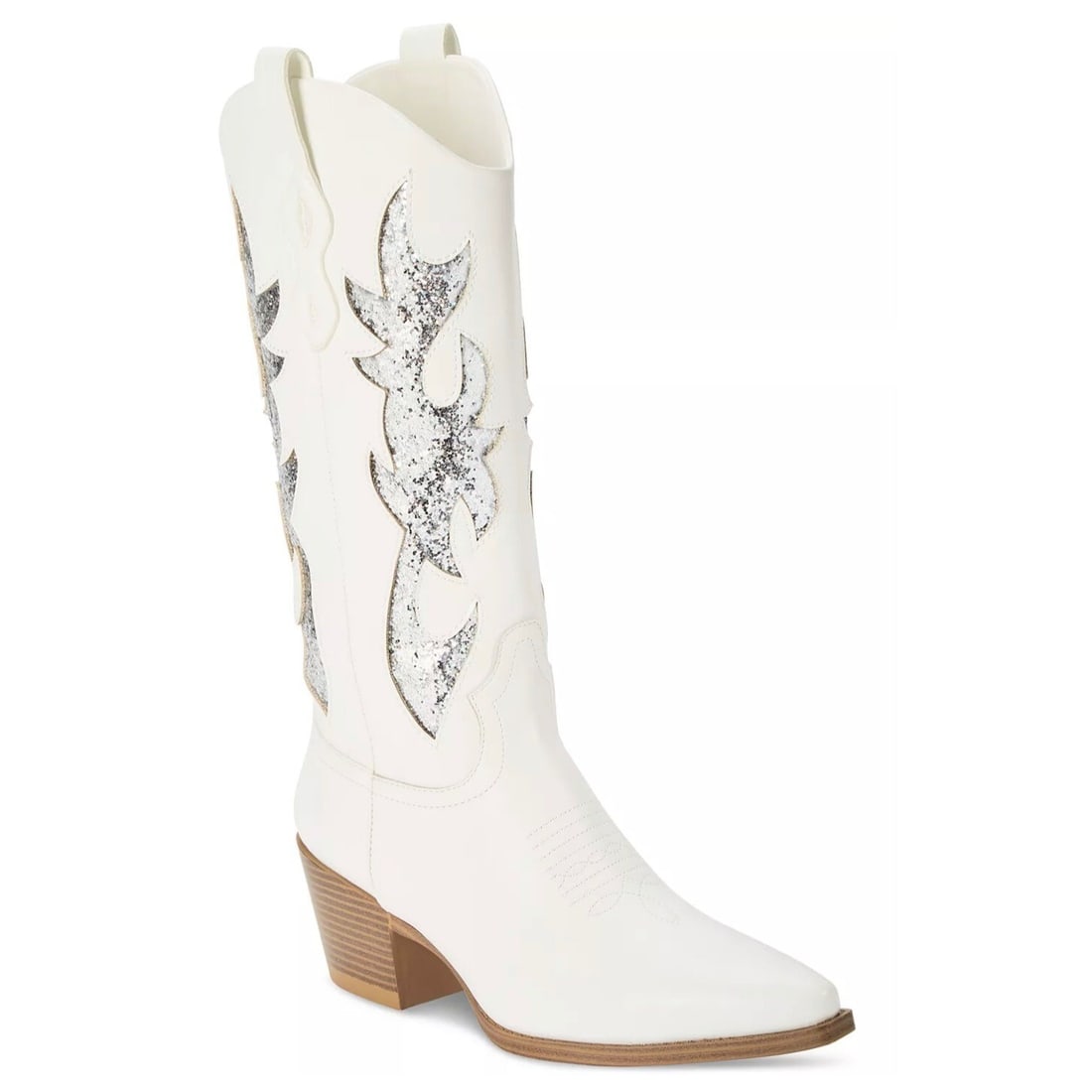 WILD PAIR Women's Lucah White Silver Glitter Western Ankle Boots 10M: WILD PAIR Women's Lucah White Silver Glitter Western Ankle Boots 10M Elevate your footwear collection with the WILD PAIR Women's Lucah Western Ankle Zipper Boots. These stylish ankle boots feature a c