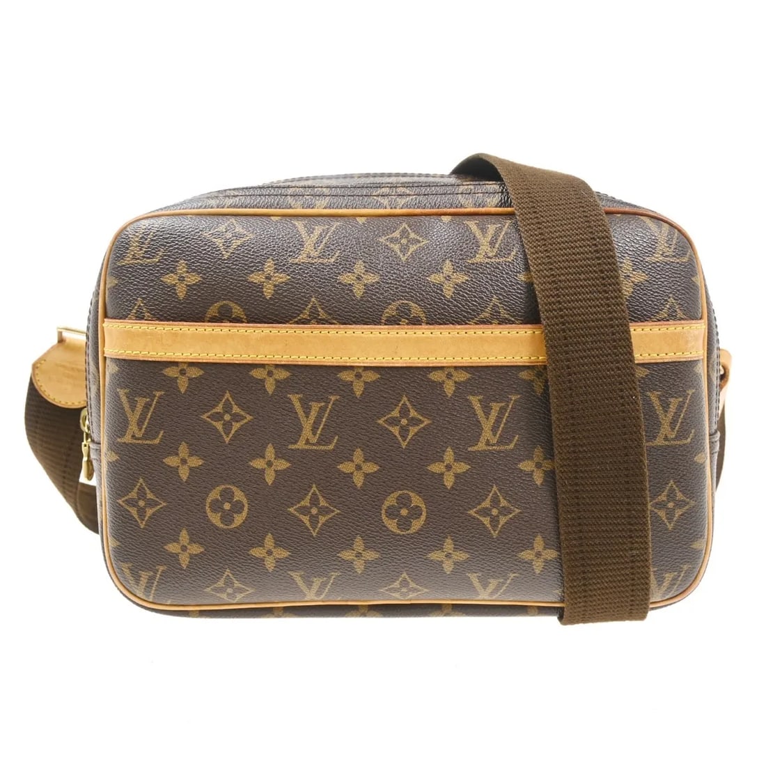 Louis Vuitton Reporter Unisex Brown Monogram Canvas Bag: Louis Vuitton Reporter Unisex Brown Monogram Canvas Bag Louis Vuitton Reporter in brown monogram canvas. This unisex bag is in good overall condition with visible wear, including scuffs, suntan, scrat