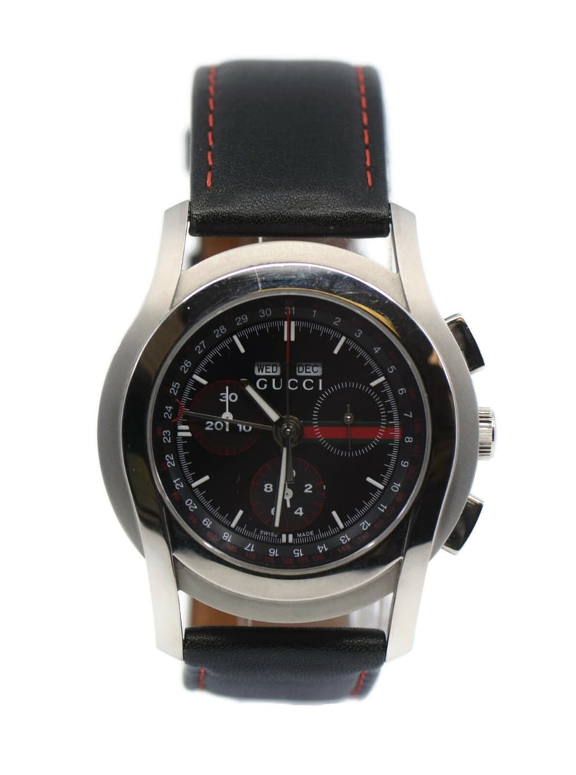 Gucci G-Chrono Chronograph Stainless Steel Watch YA055208 with Box: Gucci G-Chrono Chronograph Stainless Steel Watch YA055208 with Box This Gucci G-Chrono Stainless Steel Watch combines elegance with functionality. Featuring a robust stainless steel case measuring 42 