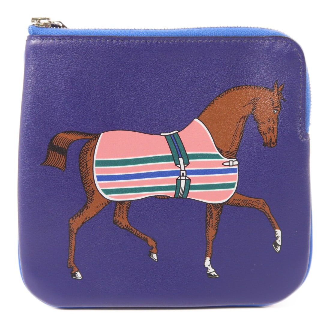 Hermes Carre Pocket Clutch Navy Swift Leather PHW: Hermes Carre Pocket Clutch Navy Swift Leather PHW Hermes Carre Pocket Clutch in navy and blue, made from Swift leather and calfskin (cowhide). It features one inside card pocket and comes with a stora