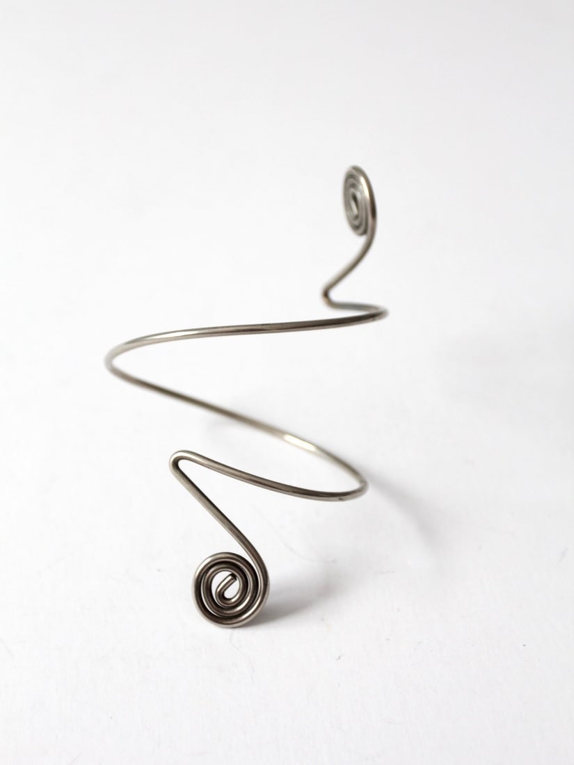 Vintage Silver Tone Spiral Arm Cuff Bracelet (1 of 6)